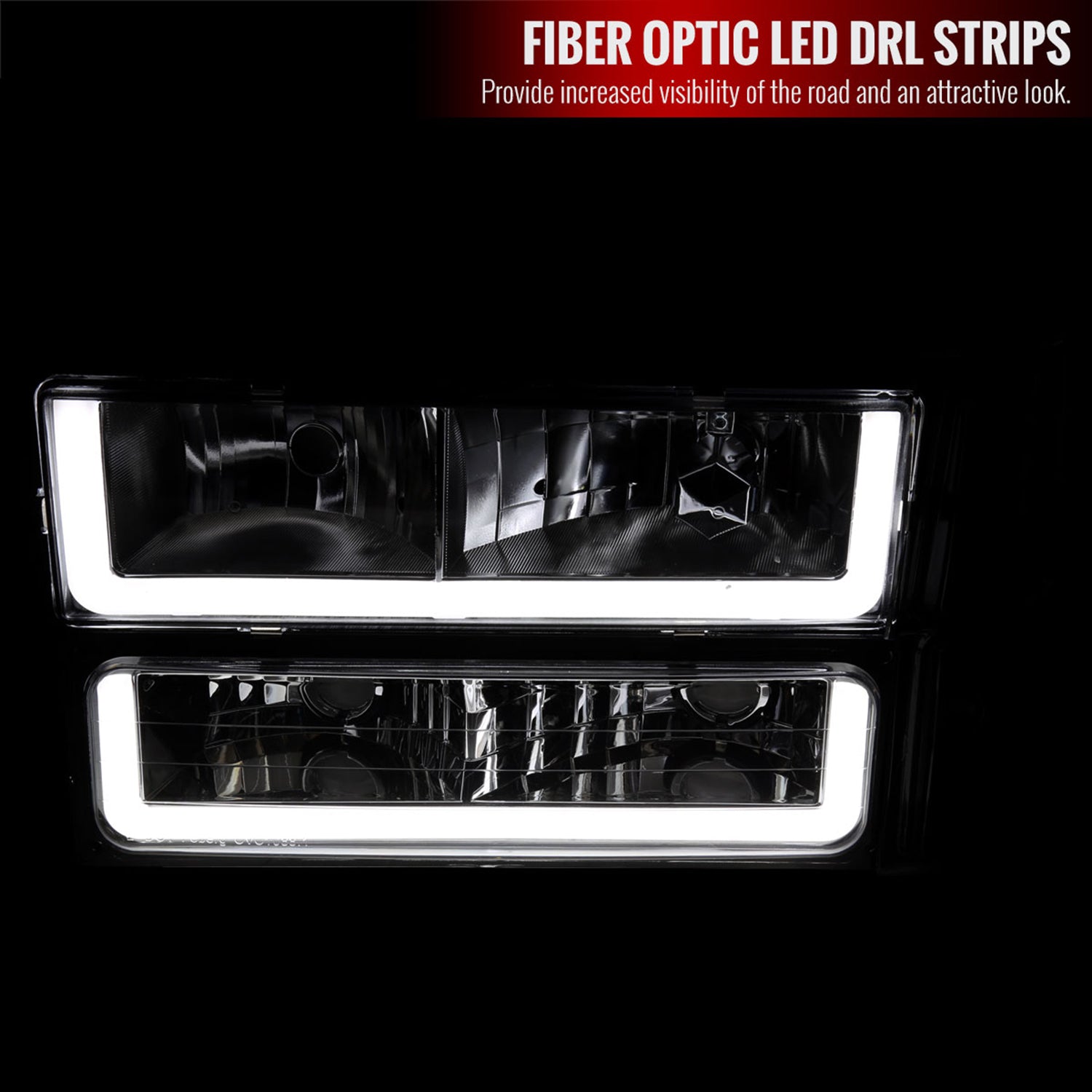 1994-1998 Chevy Silverado/Tahoe/Suburban/C10 Headlights LED Lights Smoke