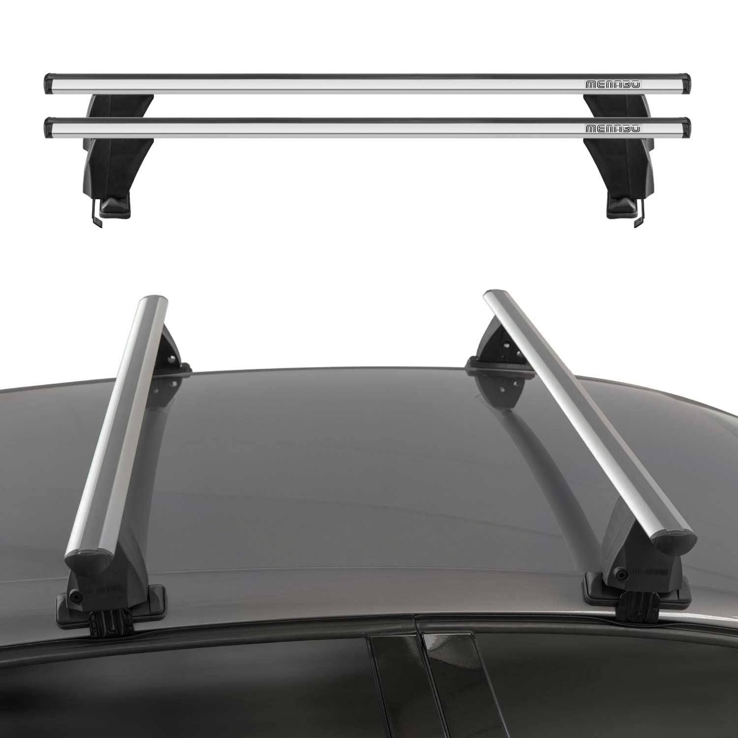 2007-2026 Fiat 500 4Door Roof Rack Cross Bars Silver