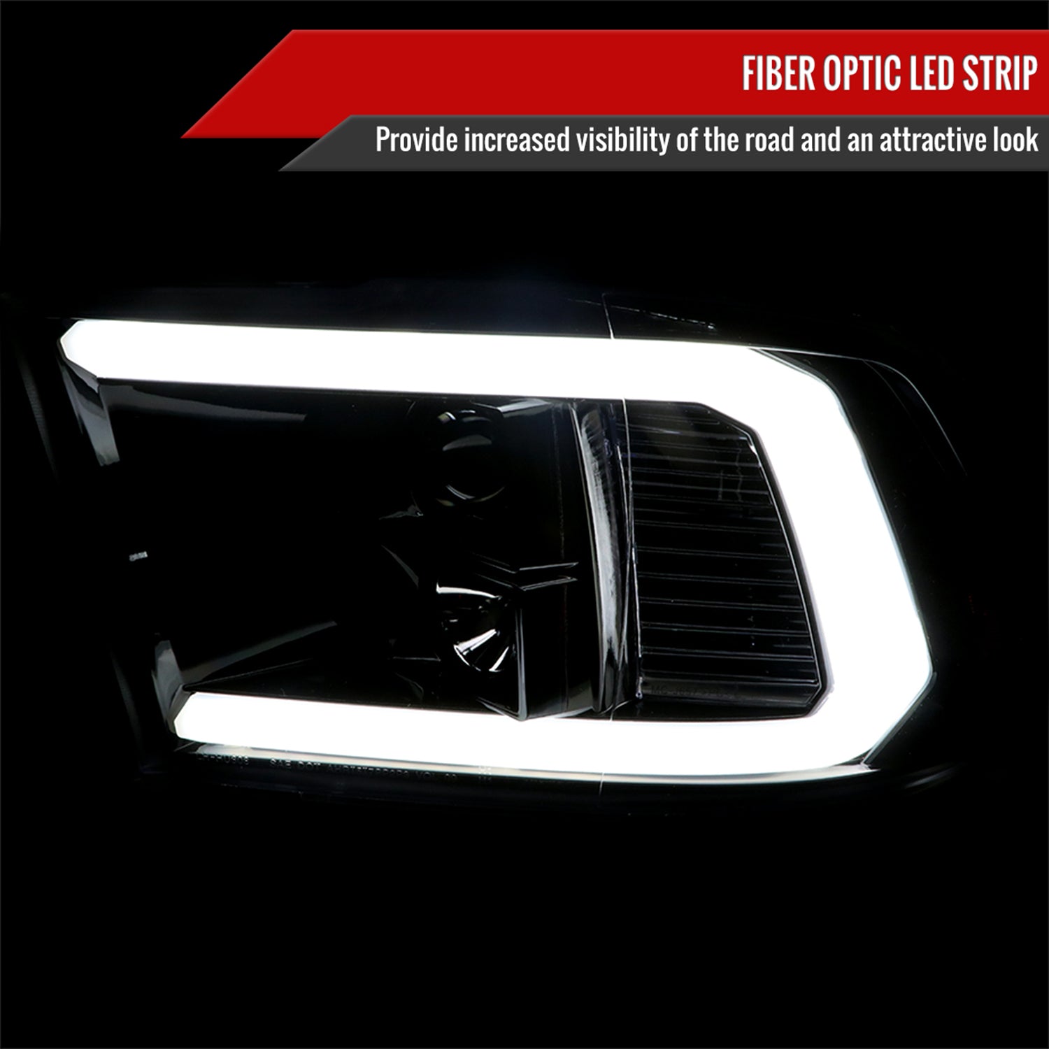 2009-2018 Dodge RAM 1500 / RAM 2500 3500 LED C-Bar Headlights Jet Black
