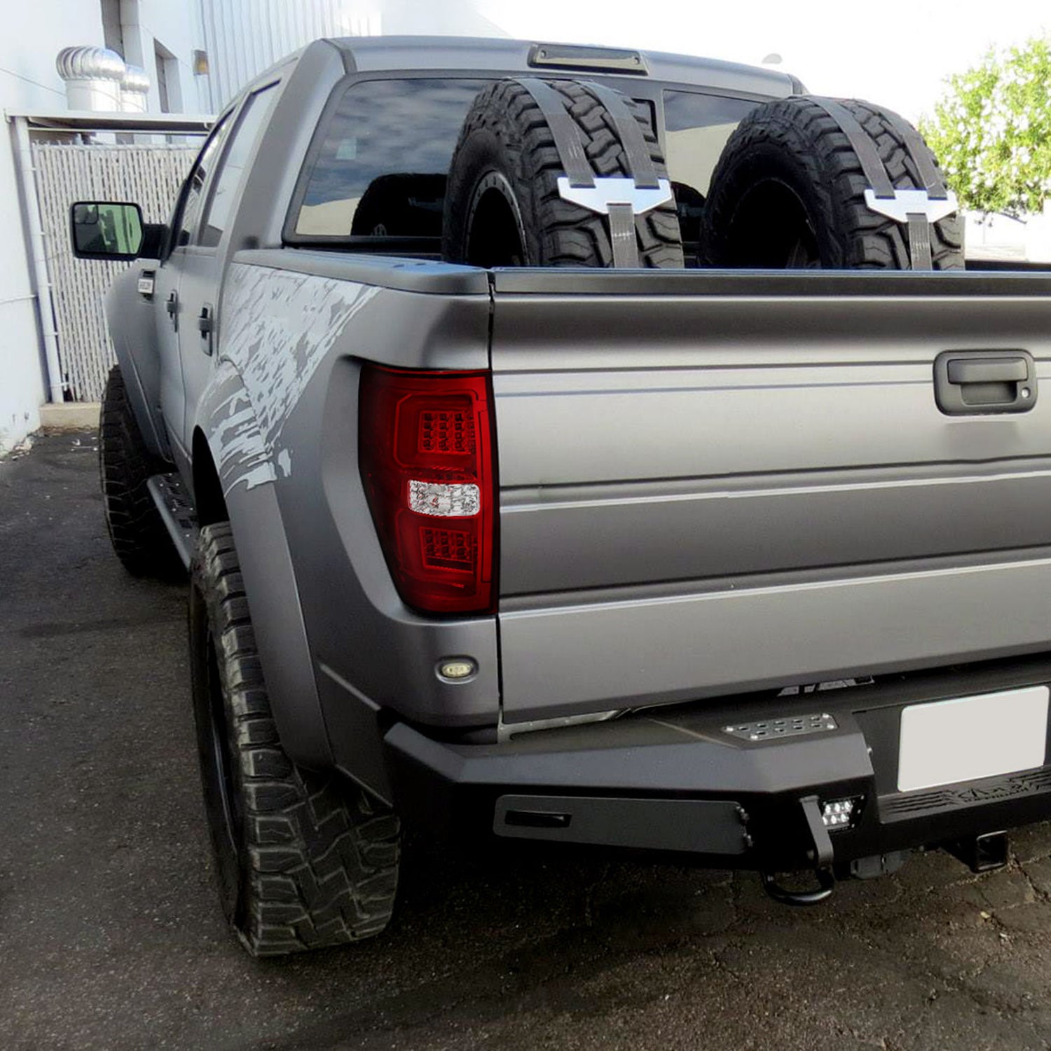2009-2014 Ford F-150 Red C-Bar LED Tail Lights Chrome Housing/Red Lens