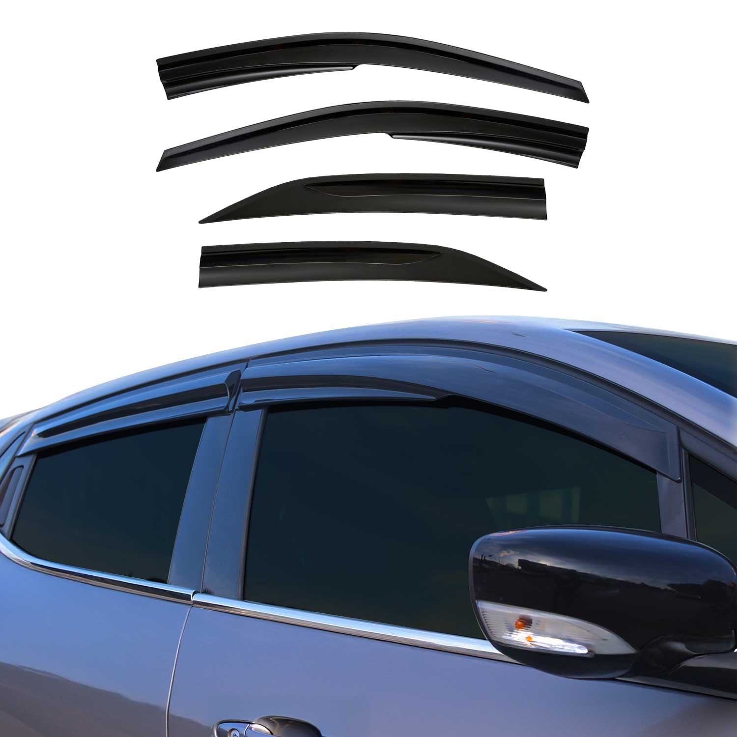 2007-2011 Toyota Camry Window Visor Vent Rain Deflector 4Pcs Smoke