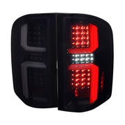2007-2013 Chevy Silverado 1500 2500HD 3500HD LED Tail Lights White Bar Smoke