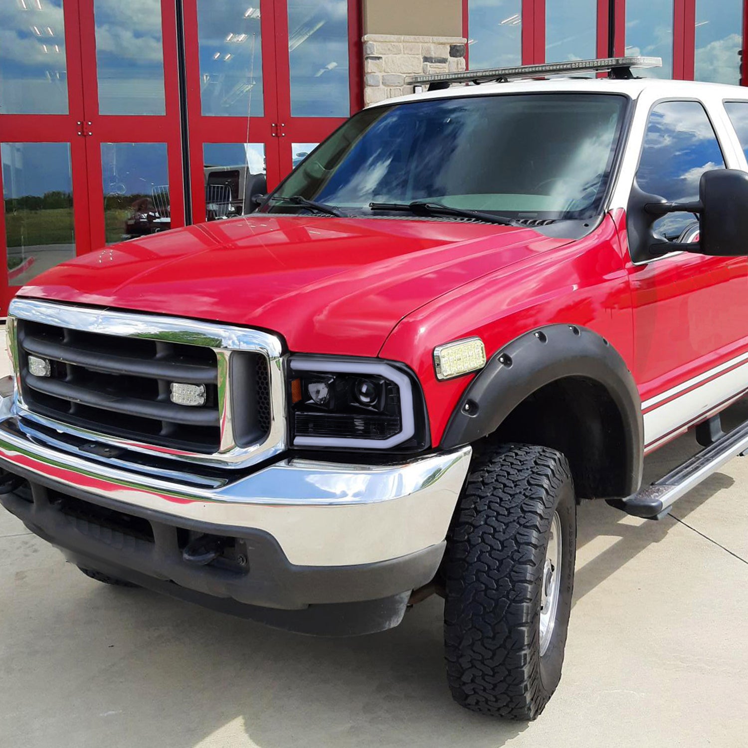 1999-2004 Ford F-250/350/450/550 / Excursion LED Bar Headlights Black/ Smoke