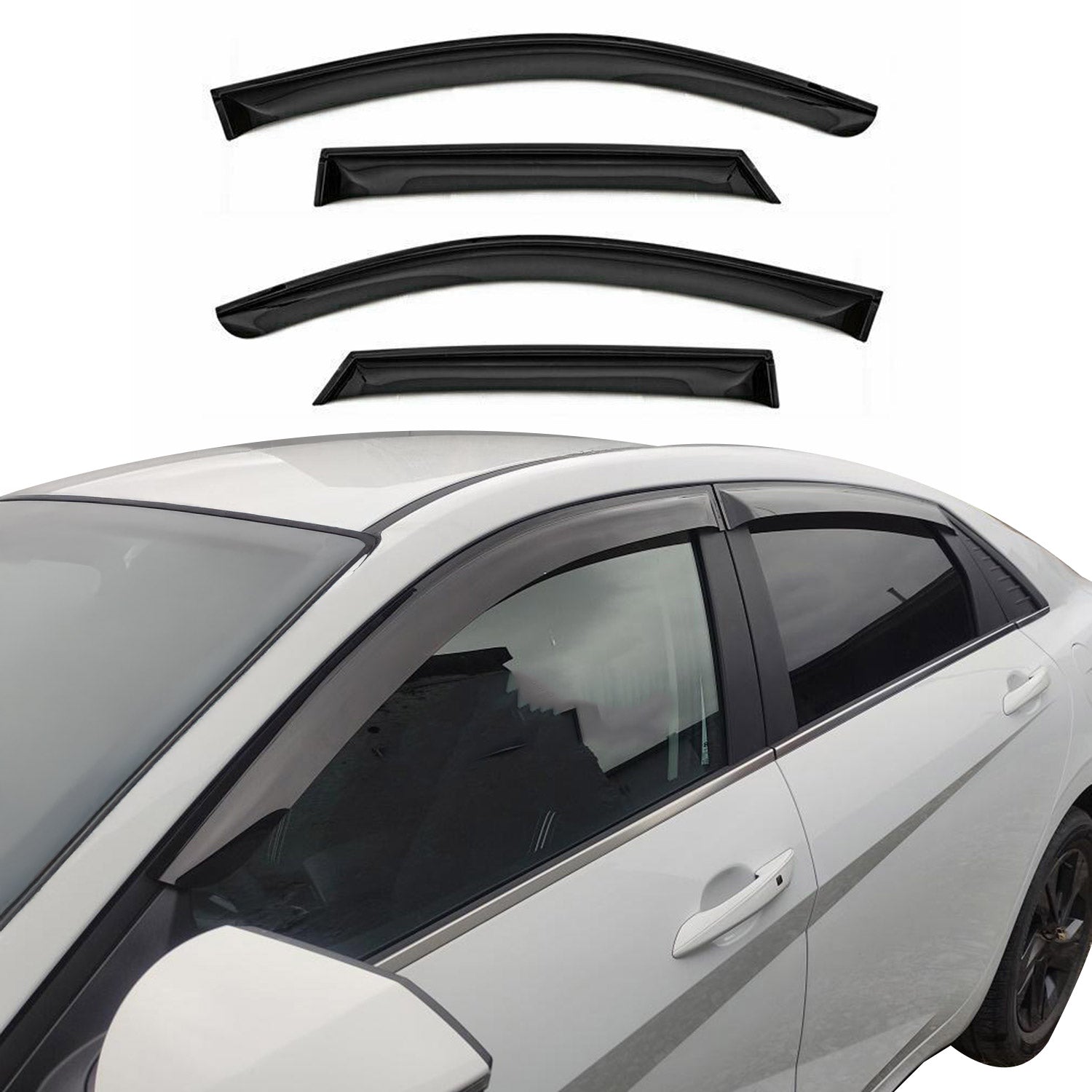 2014-2018 Kia Forte Window Visor Vent Rain Deflector 4Pcs Smoke