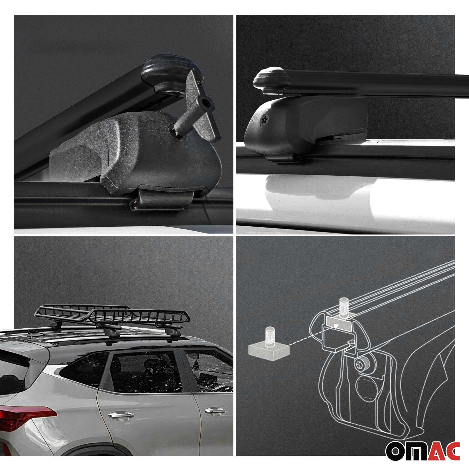 Lockable Roof Rack Cross Bars Luggage Carrier for Audi Q5 SQ5 2.gen 2018-2025 Black 2Pcs