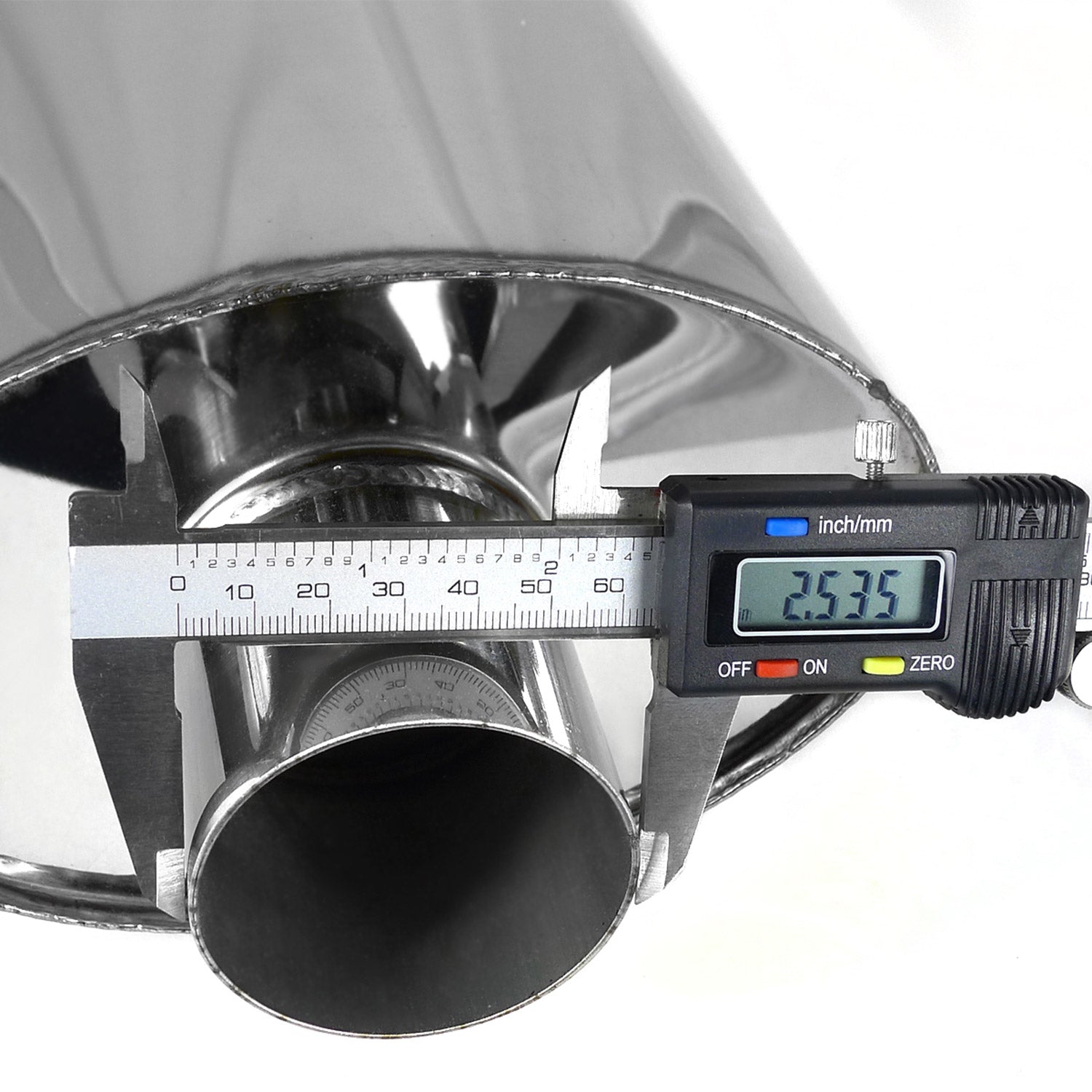 Universal DTM Style 2.5" Inlet/3" Outlet S.Steel Exhaust Muffler w/ Dual Tips