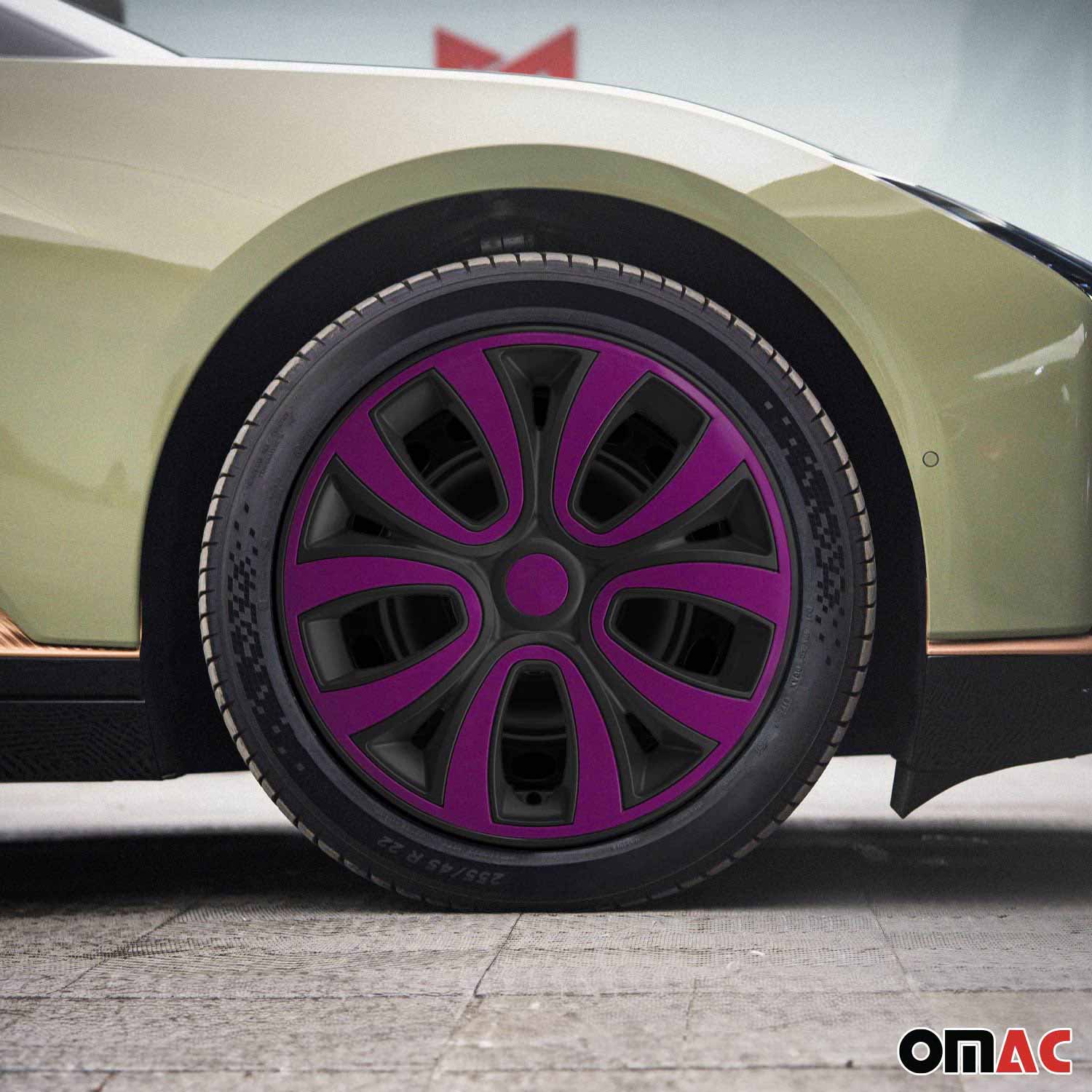ColorFlex Hub Caps Wheel Cover 14" Black Matt & Violet Full Set 4 pcs.