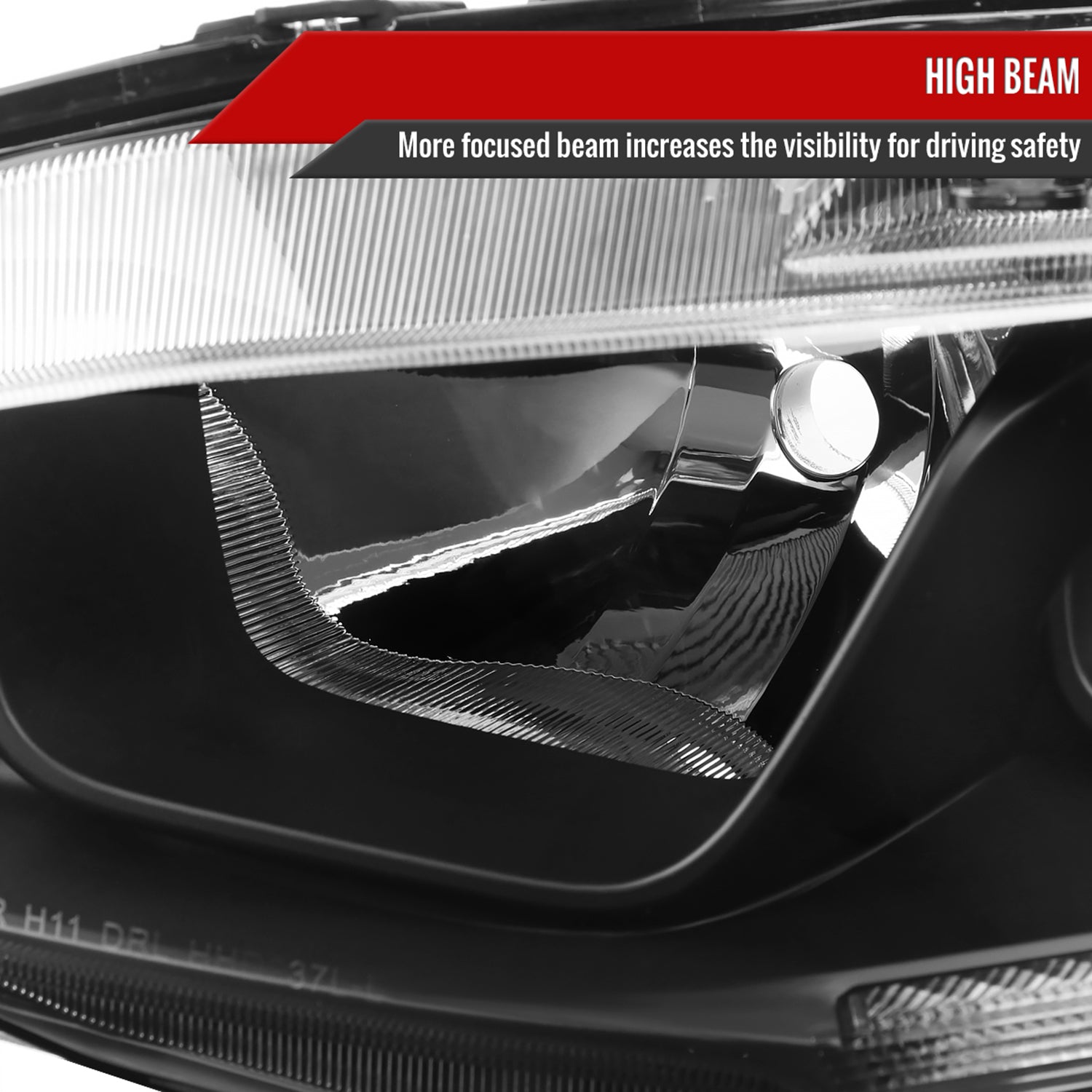 2016-2021 Honda Civic LED Strip Factory Projector Headlights Matt Black/Clear