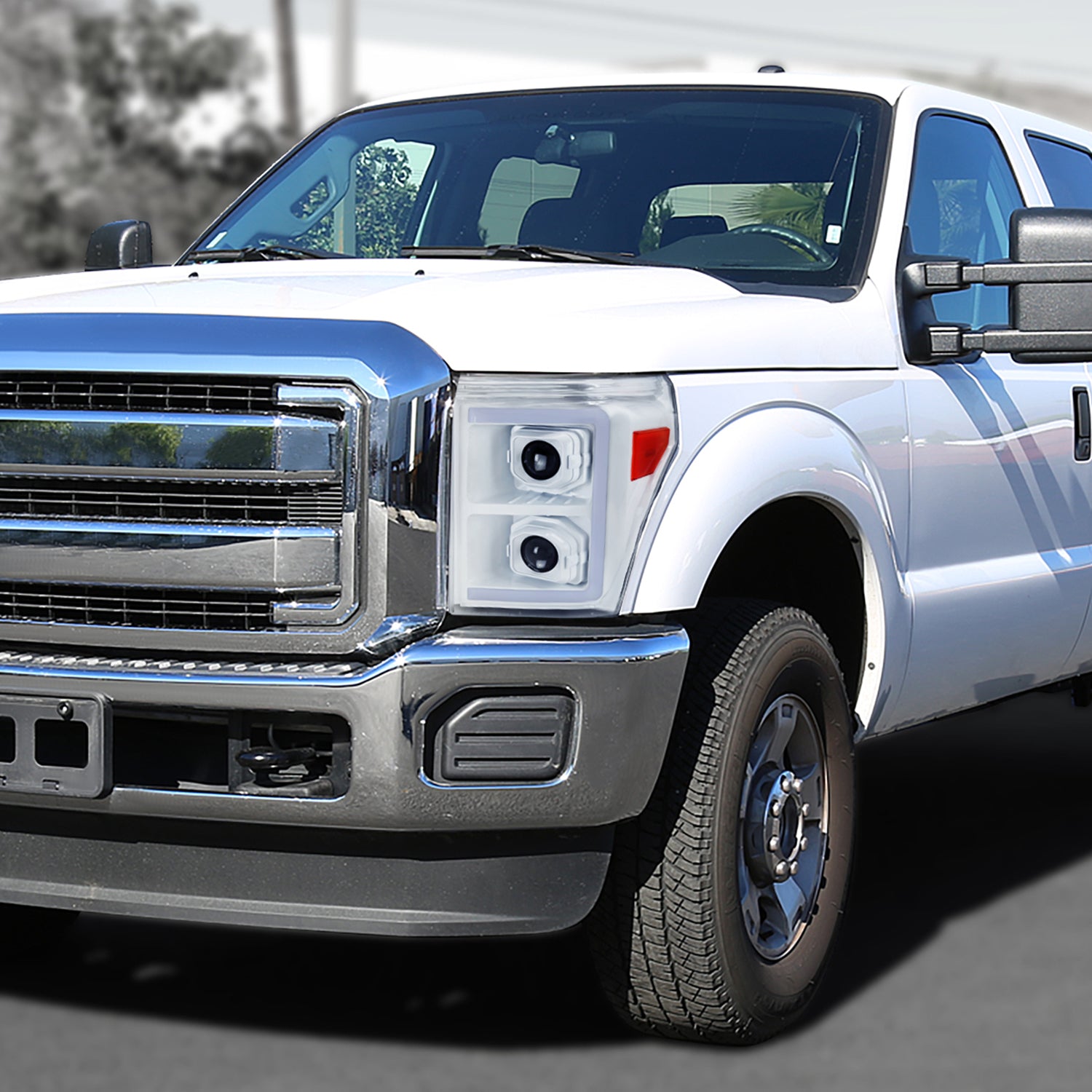 2011-2016 Ford F-250/350/450/550 LED CBar Projector Headlights White Housing