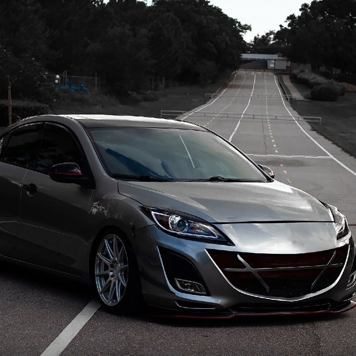 2010-2013 Mazda 3 Projector Headlights w/ LED Light Strip Matte Black/Clear
