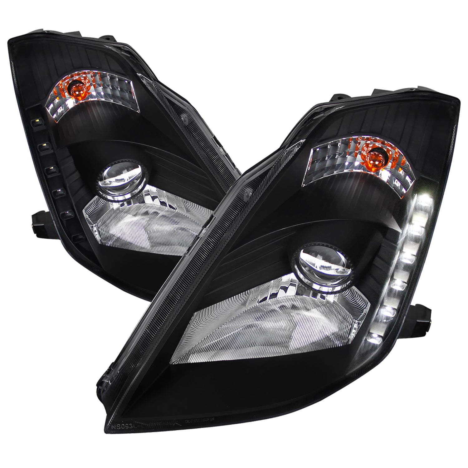 2003-2005 Nissan 350Z Projector Headlights Matte Black Housing/Clear Lens