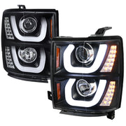 2014-2015 Chevy Silverado 1500 LED U-Bar Headlights LED Signal Lights Black