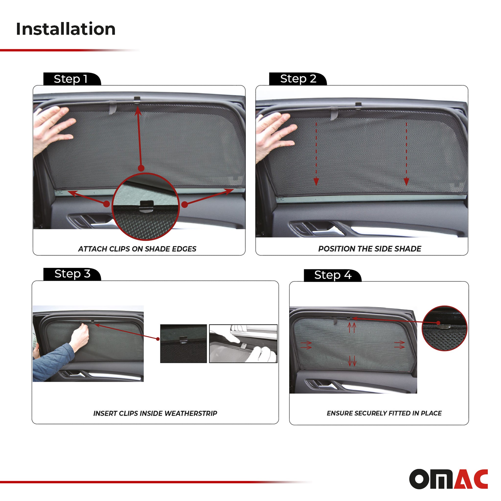 2014-2020 Mitsubishi Outlander Side Rear Window Curtain Mesh Black 2Pcs