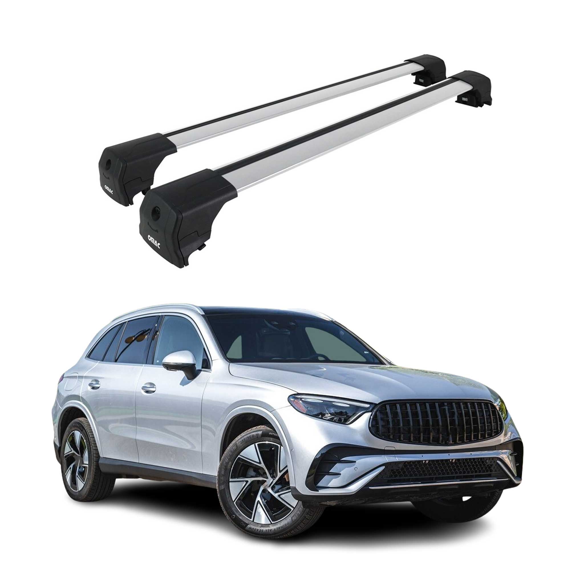 Alu Roof Racks Cross Bars Carrier for Mercedes GLC Class X254 2023-2026 Gray 2x