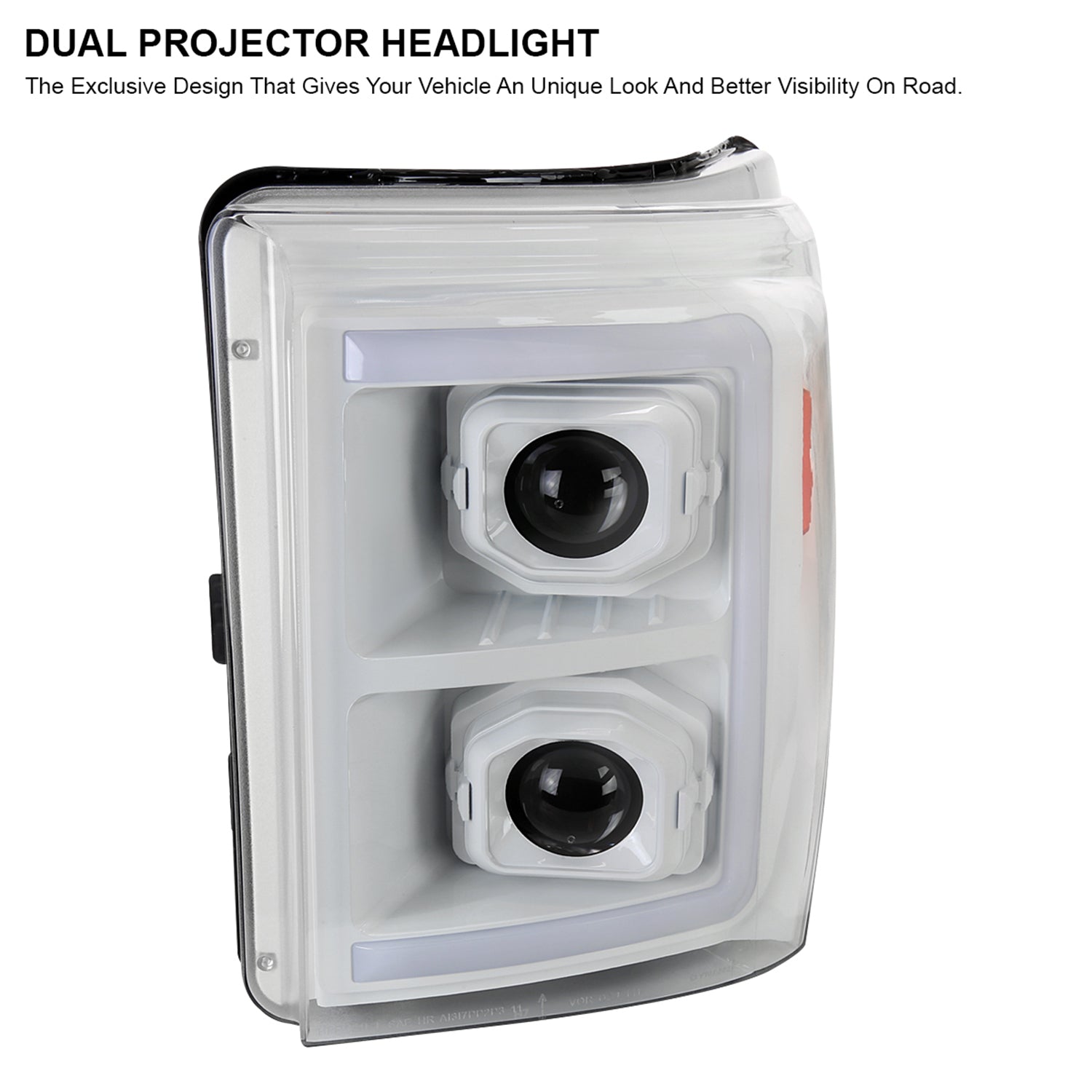 2011-2016 Ford F-250/350/450/550 LED CBar Projector Headlights White Housing