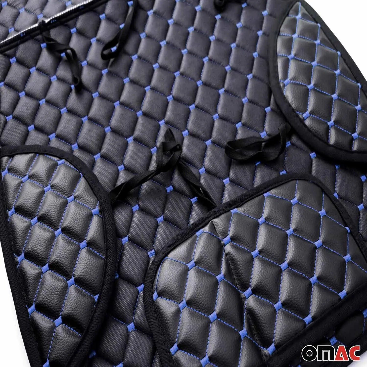 Cadillac Escalade Leather Breathable Front Seat Cover Pads Black Blue 1Pc