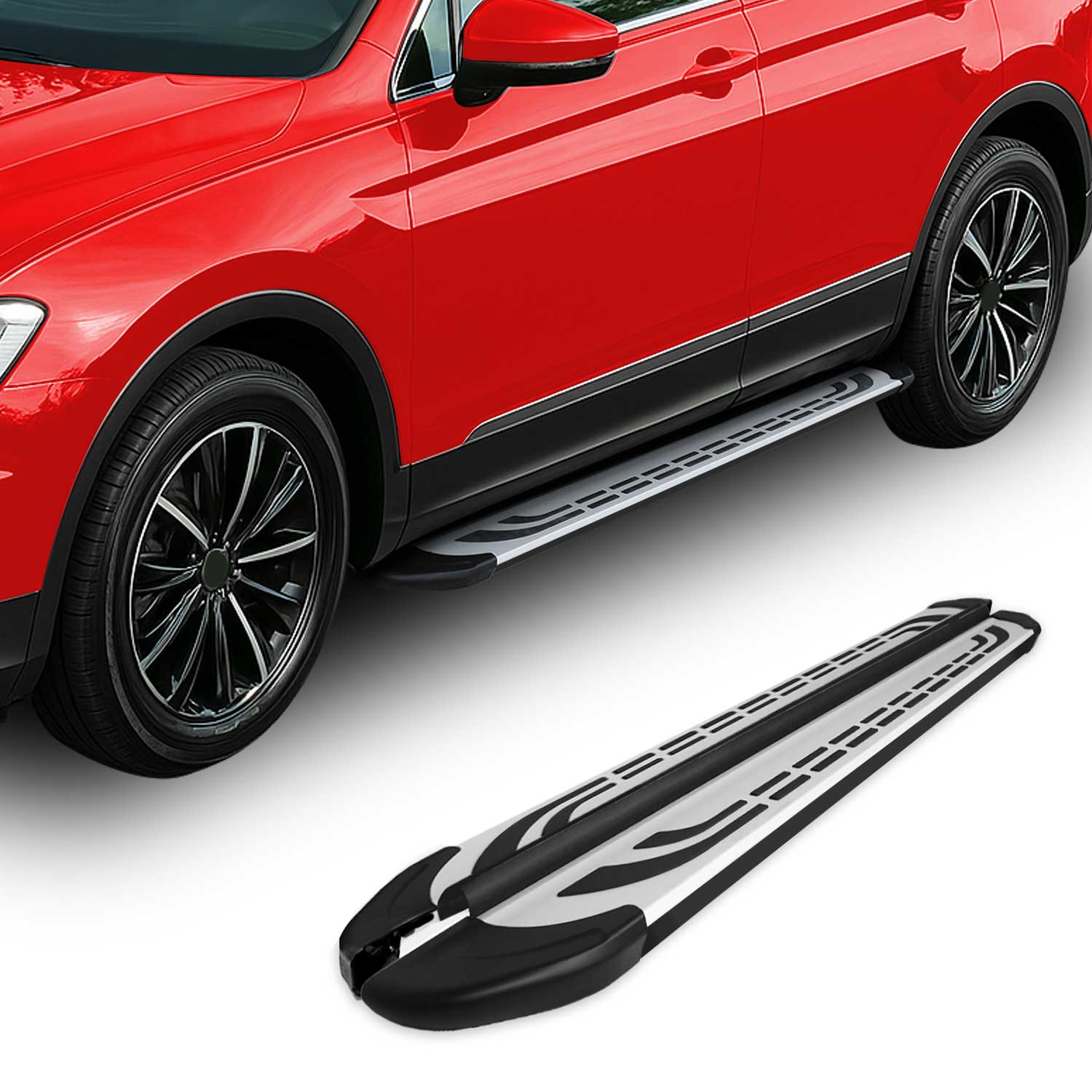 2011-2016 Kia Sportage Running Boards Side Steps Silver & Black