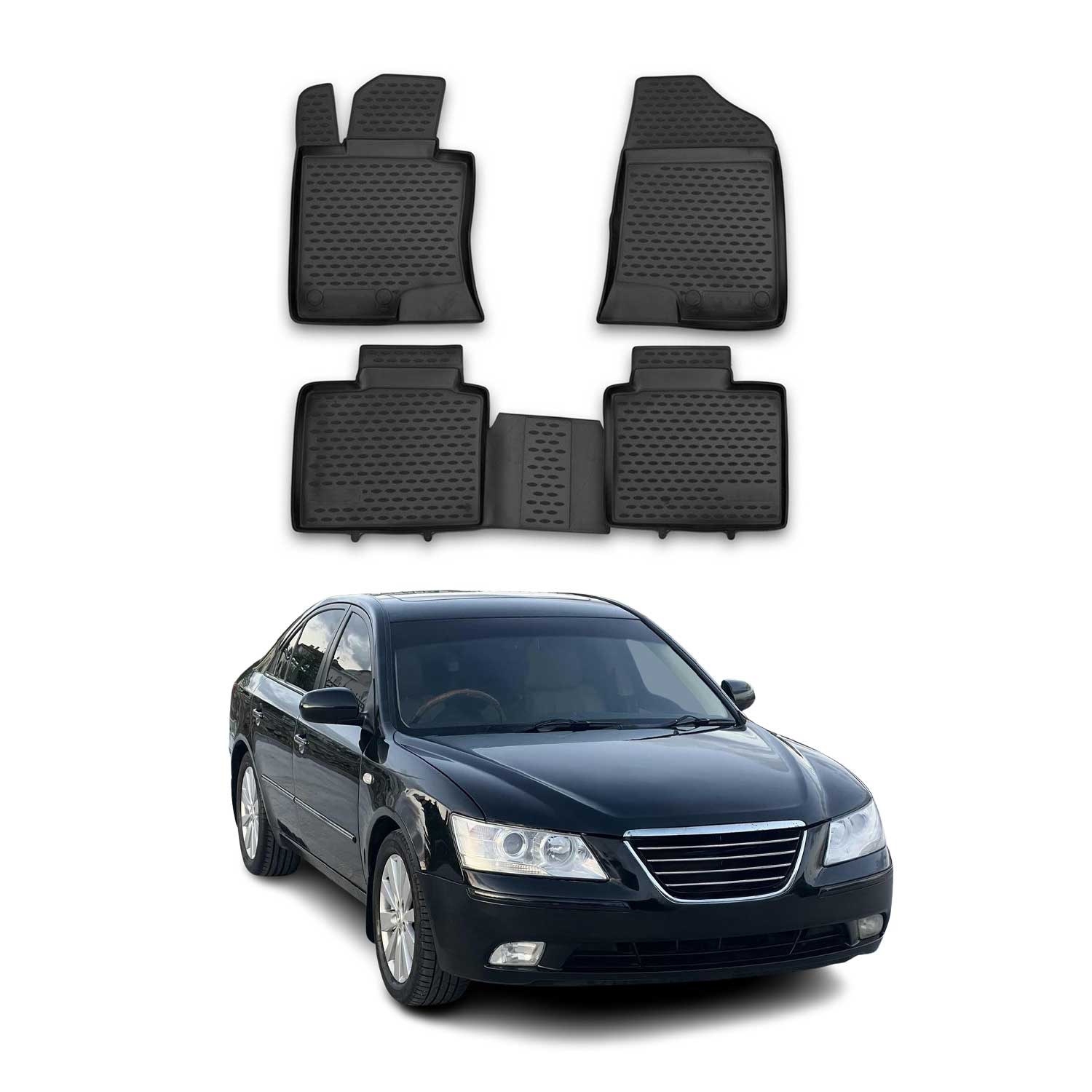 2011-2015 Hyundai Sonata Hybrid Floor Mats Liners Full Set All Weather Black