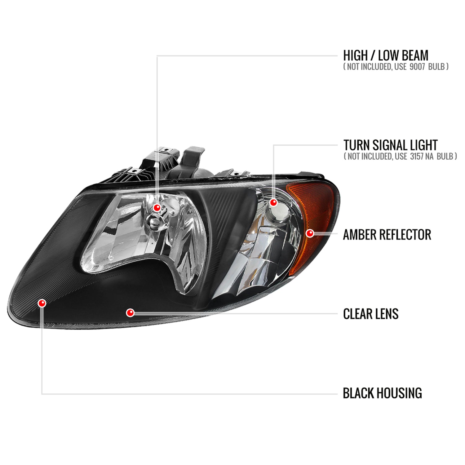 2001-2007 Dodge Caravan/ Voyager/Town&Country Factory Crystal Headlights