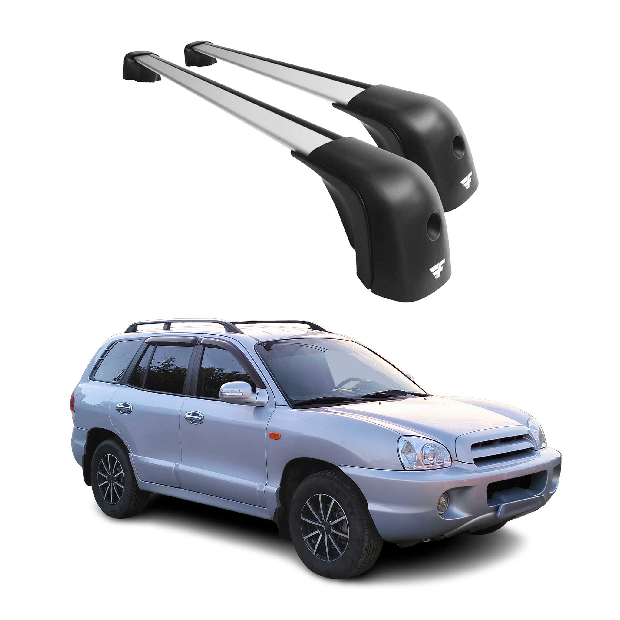 2001-2012 Hyundai Santa Fe Roof Racks Cross Bars Silver
