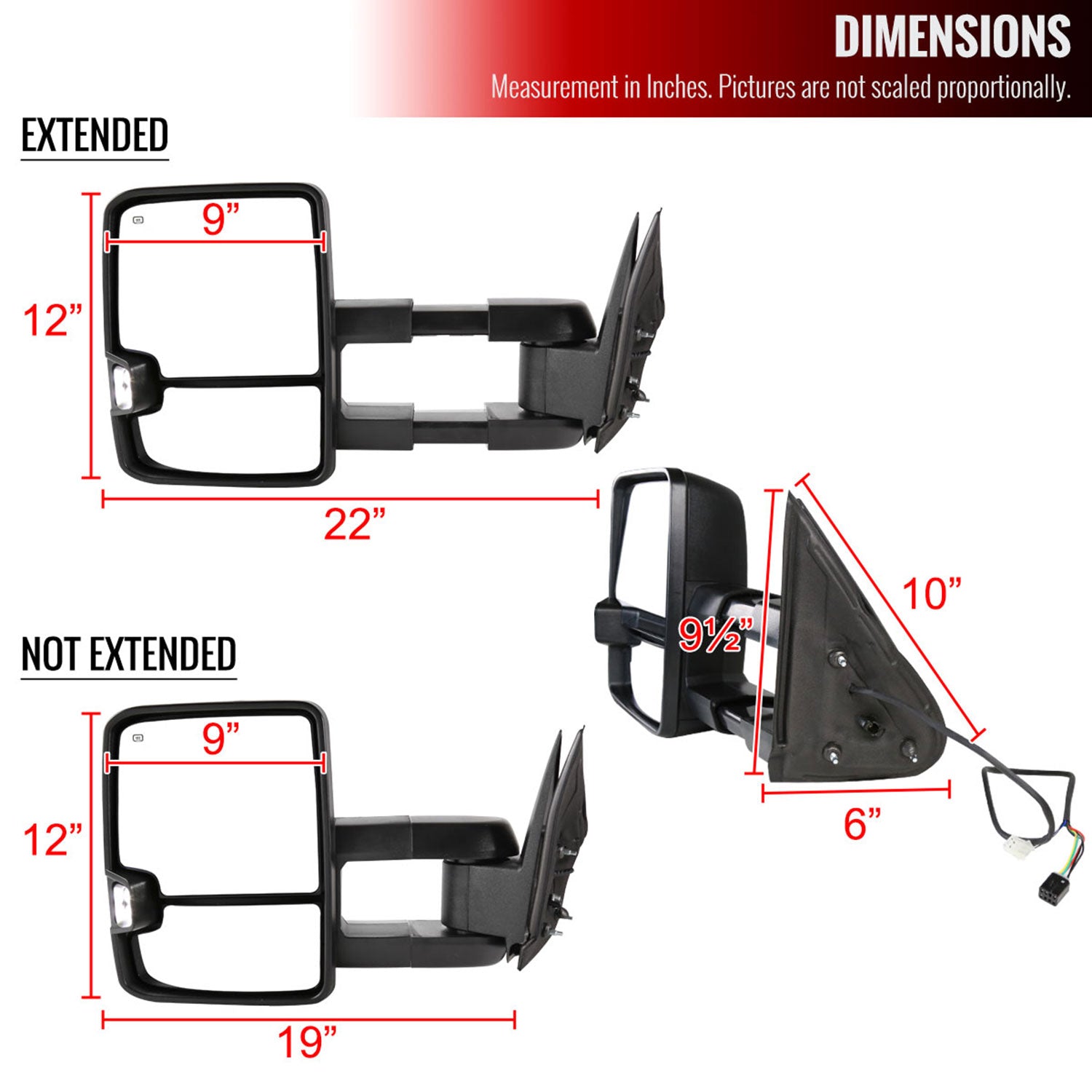 1999-2002 Chevy Silverado/Tahoe/Sierra/Yukon/XL Heated Towing Mirrors Smoke