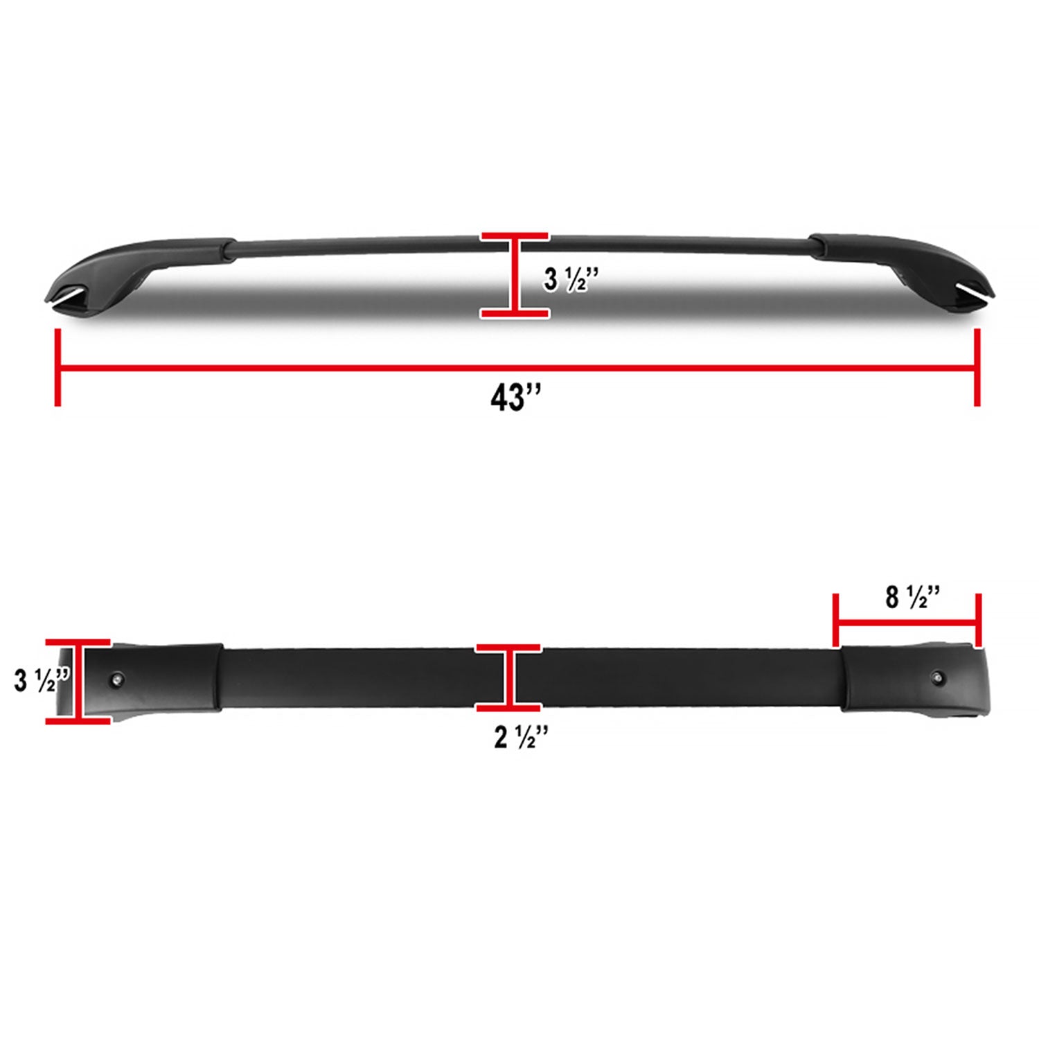 2014-2018 Subaru Forester IV Black Powder Coated Aluminum Roof Rack Cross Bars