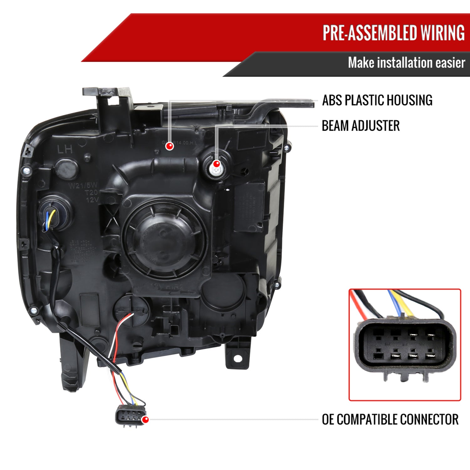 2014-2019 GMC Sierra 1500/2500HD/3500HD Clear Projector Headlights Driver Side