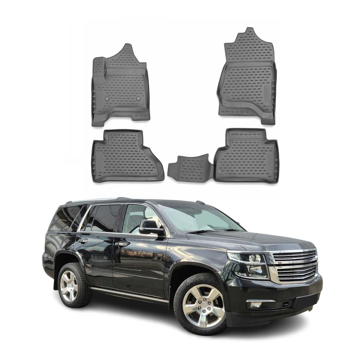 2015-2020 Chevrolet Tahoe Floor Mats Liners Full Set All Weather Gray