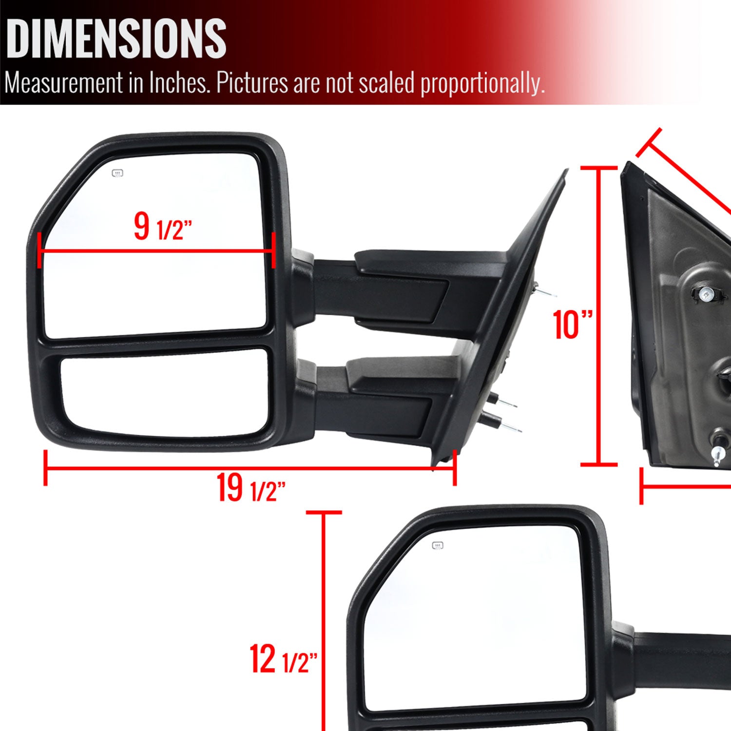 2004-2006 Ford F-150 Heated Towing Mirrors Smoke Lens LED Turn Signal Lights