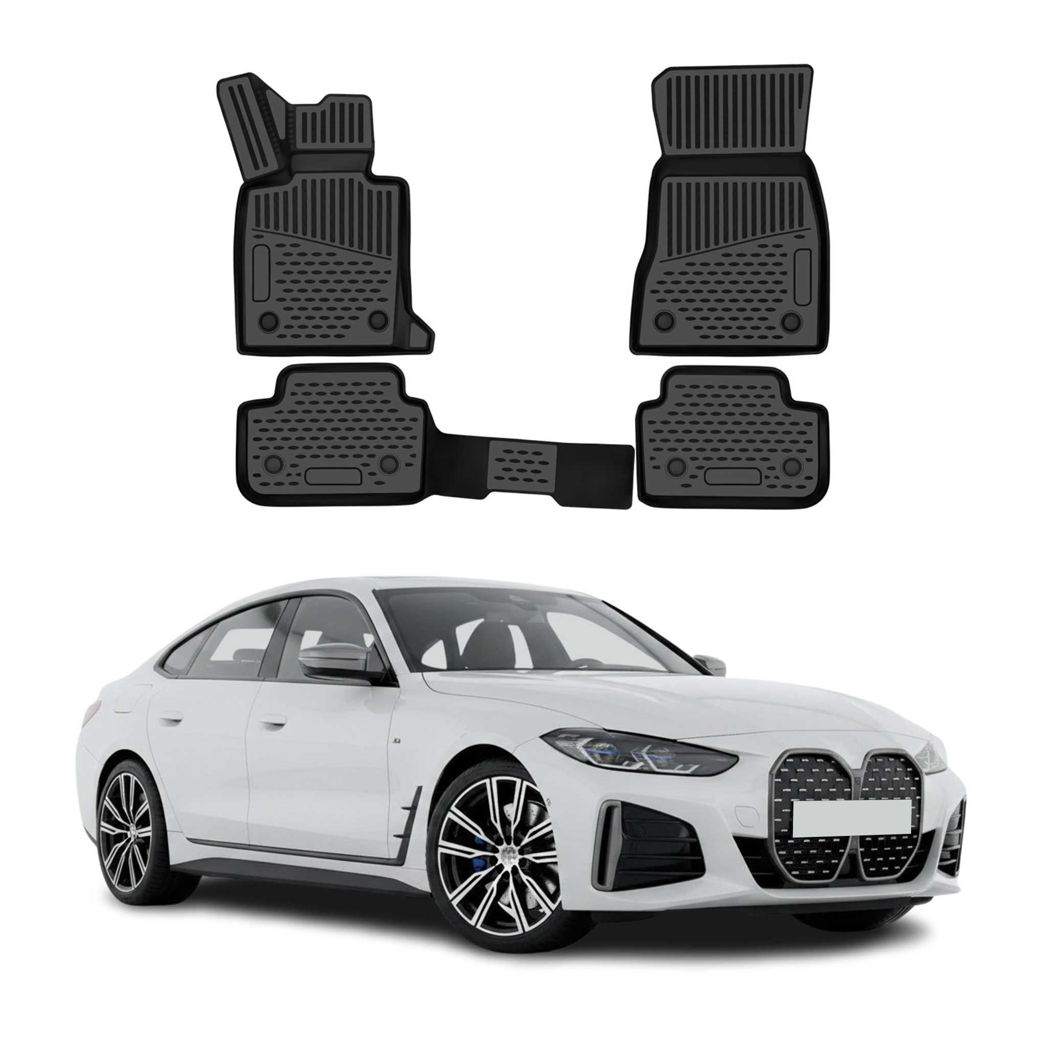 OMAC Floor Mats Liner for Bmw i4 2021-2026 Rubber TPE Black 4Pcs