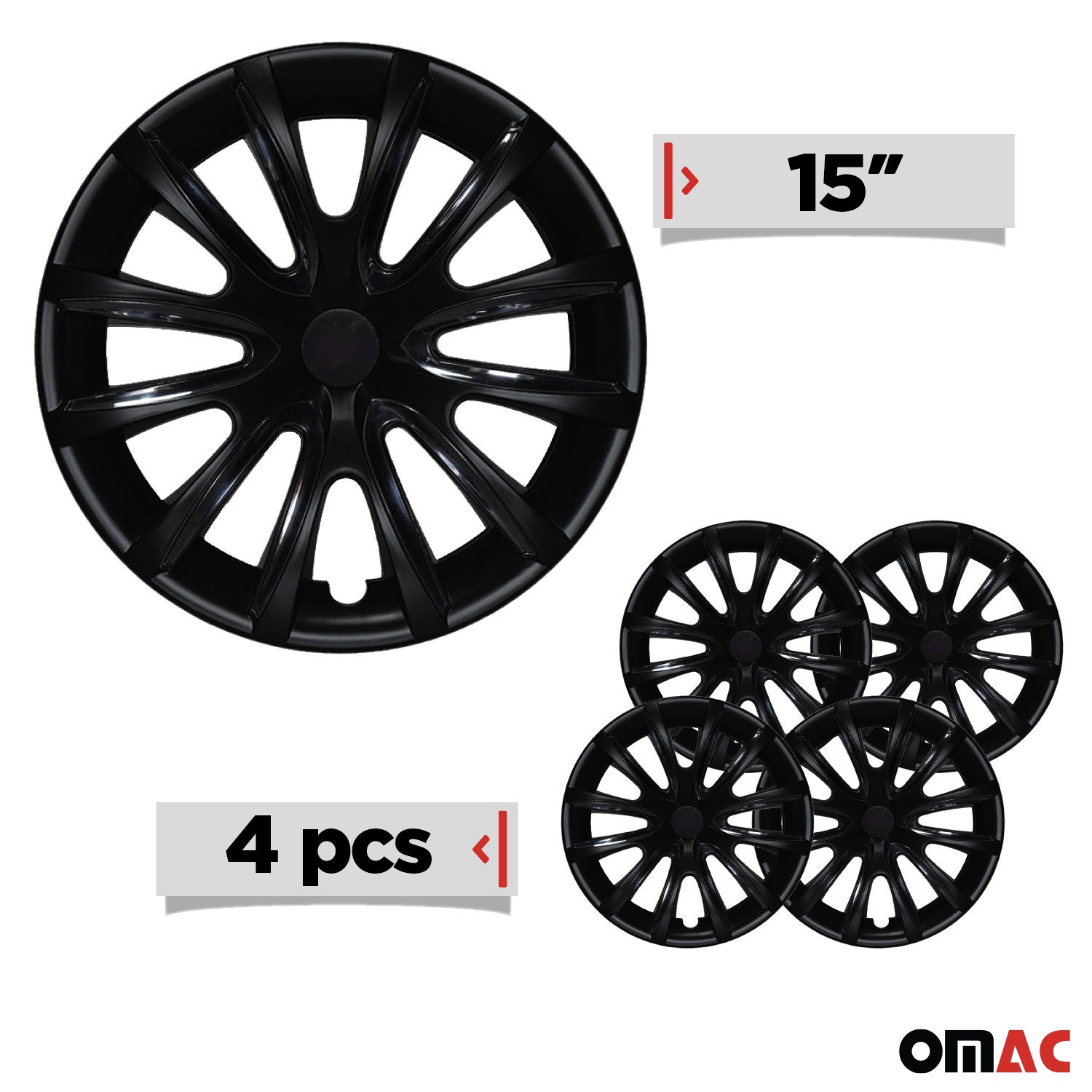 15" Wheel Covers Hubcaps for Toyota Camry Black Matt Matte