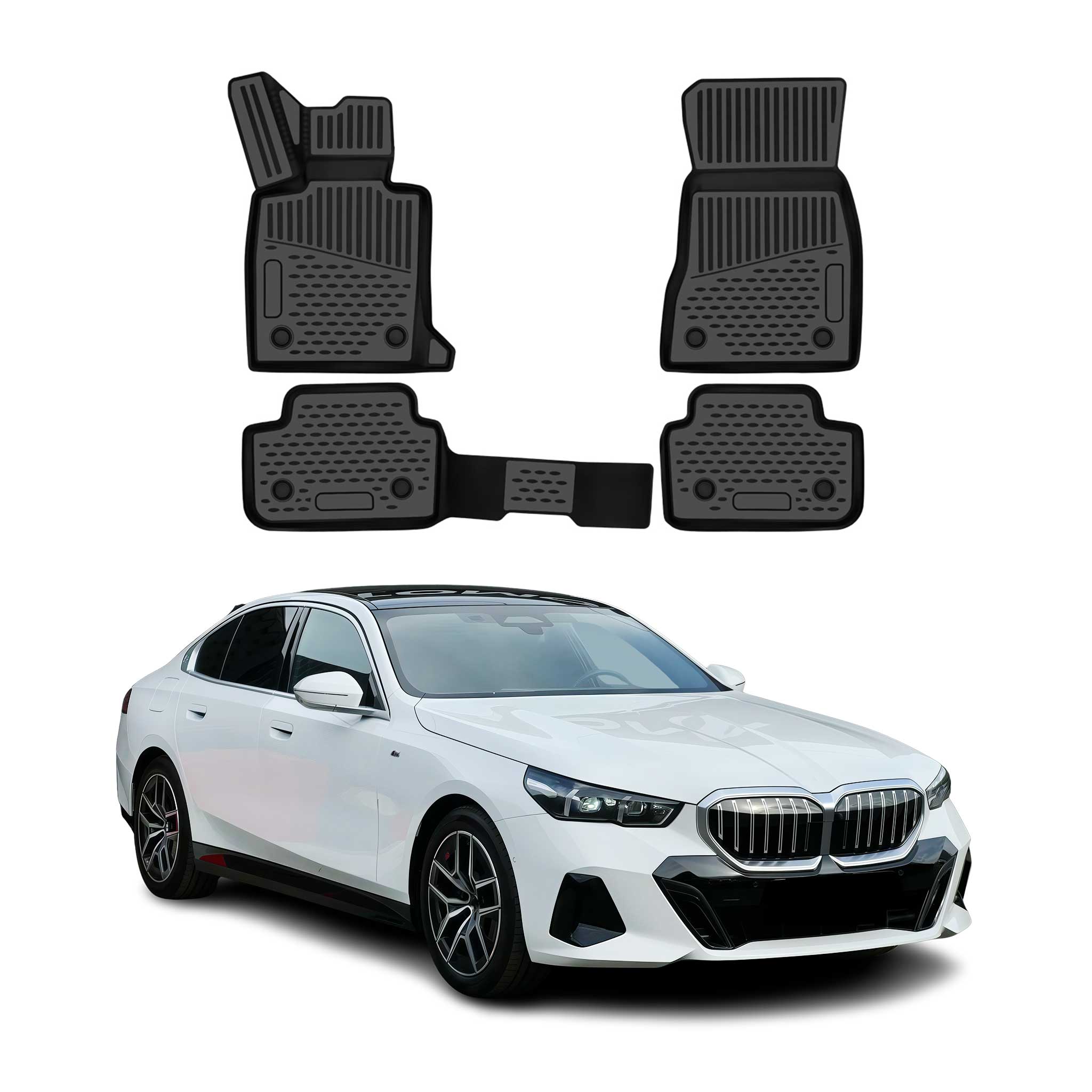 OMAC Floor Mats Liner for Bmw 5 Series G60 2024-2026 Sedan Rubber TPE Black 4Pcs