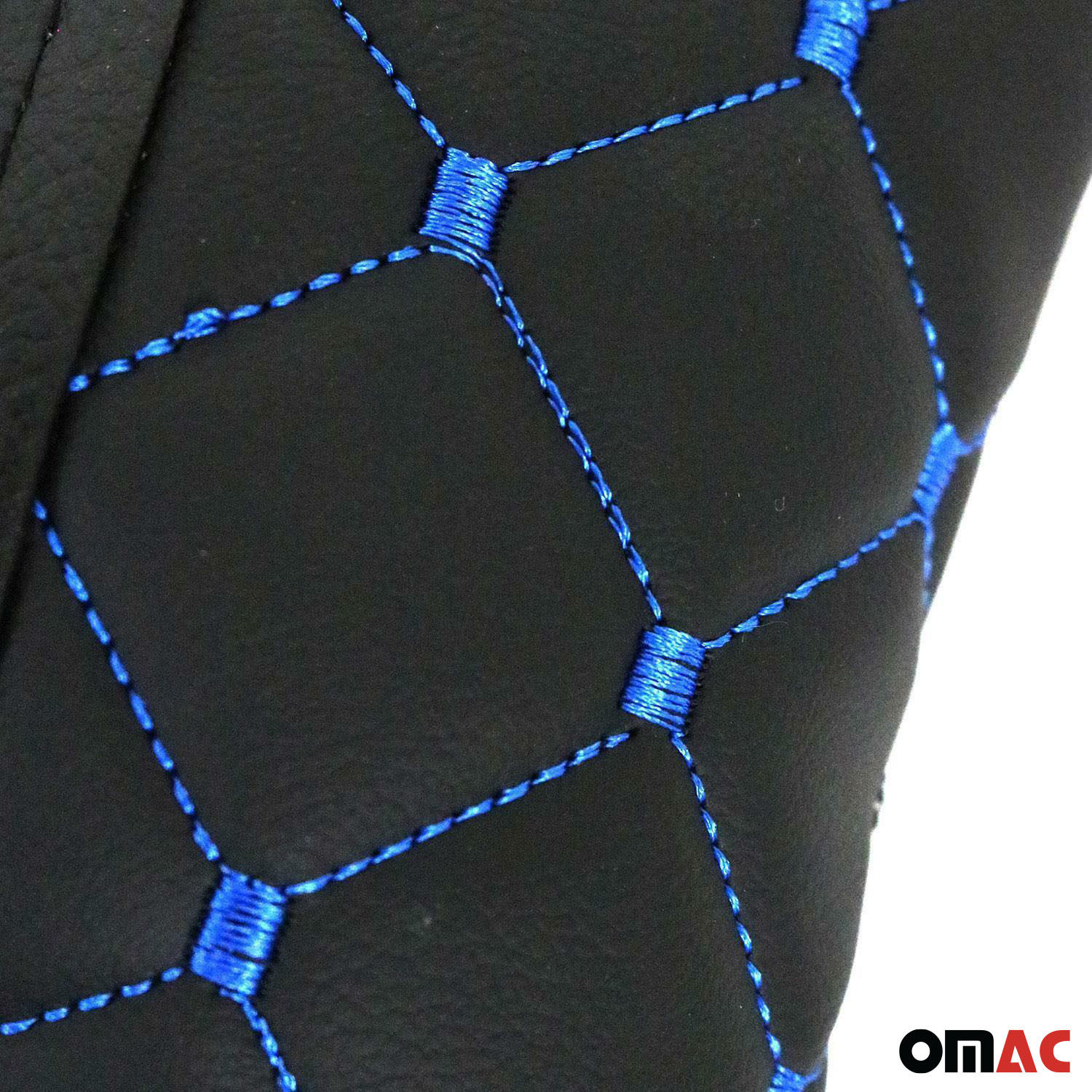 2x Car Seat Neck Pillow Head Shoulder Rest Pad Black with Blue PU Leather