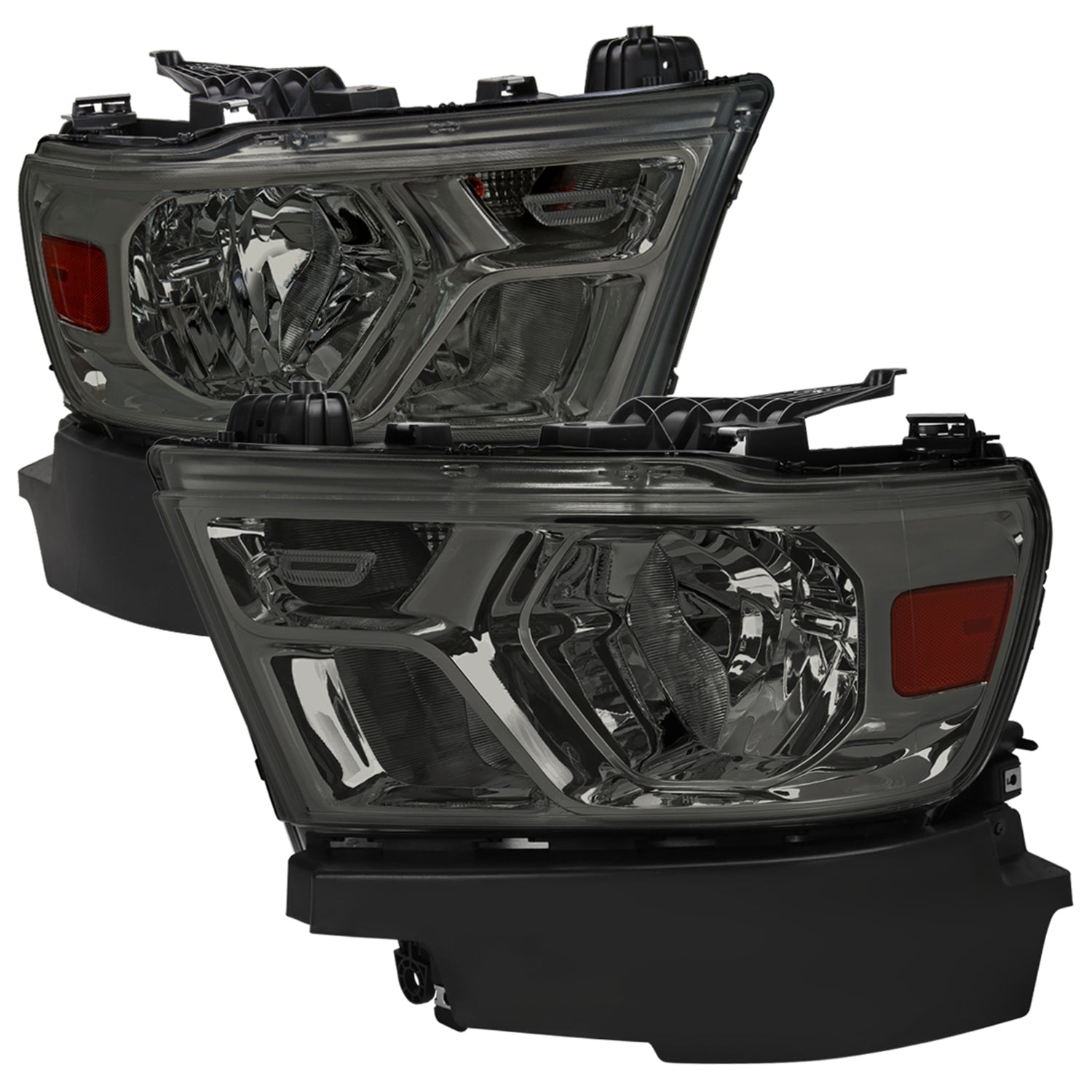 2019-2024 Dodge RAM 1500 Factory Headlights w/Amber Reflectors Chrome/Smoke