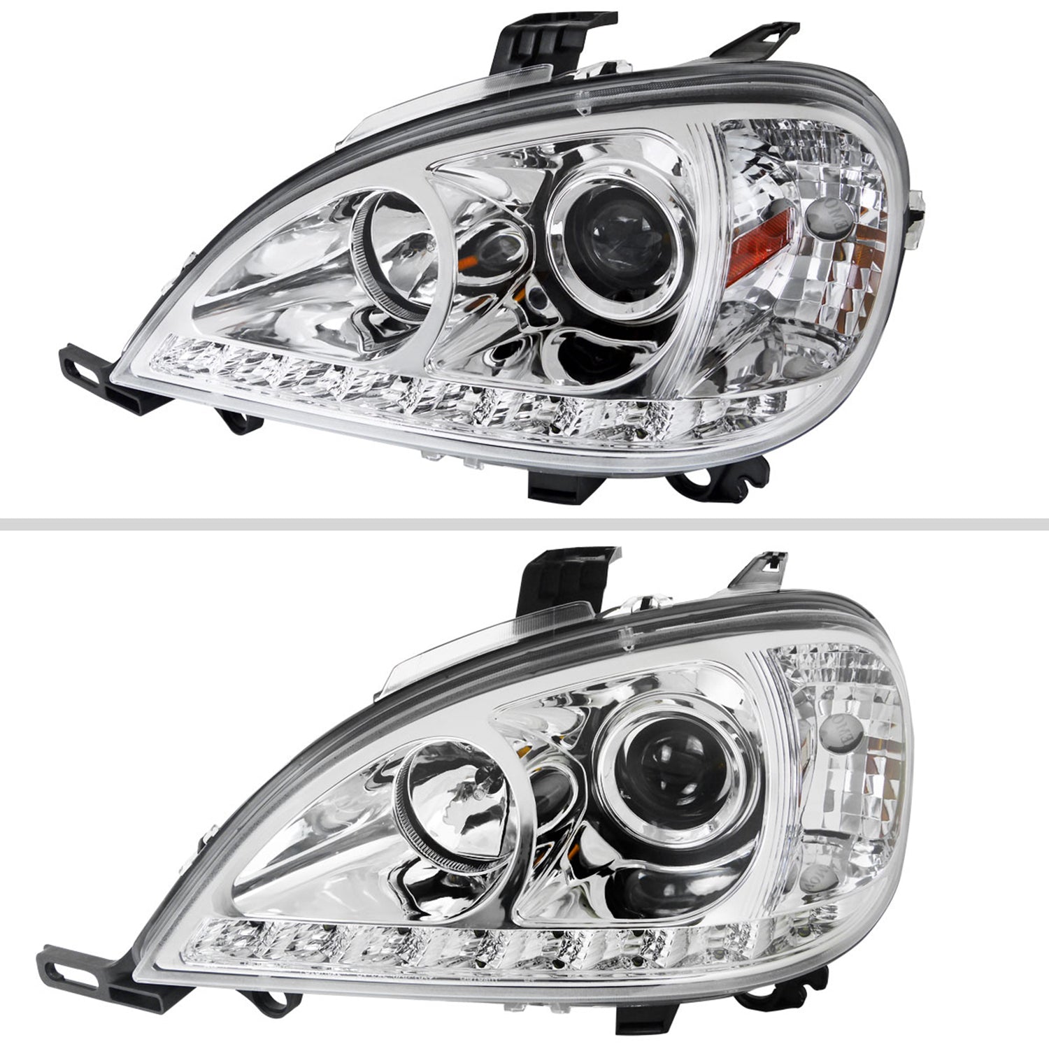 2002-2005 Mercedes Benz W163 ML Class Projector Headlights LED Light Chrome