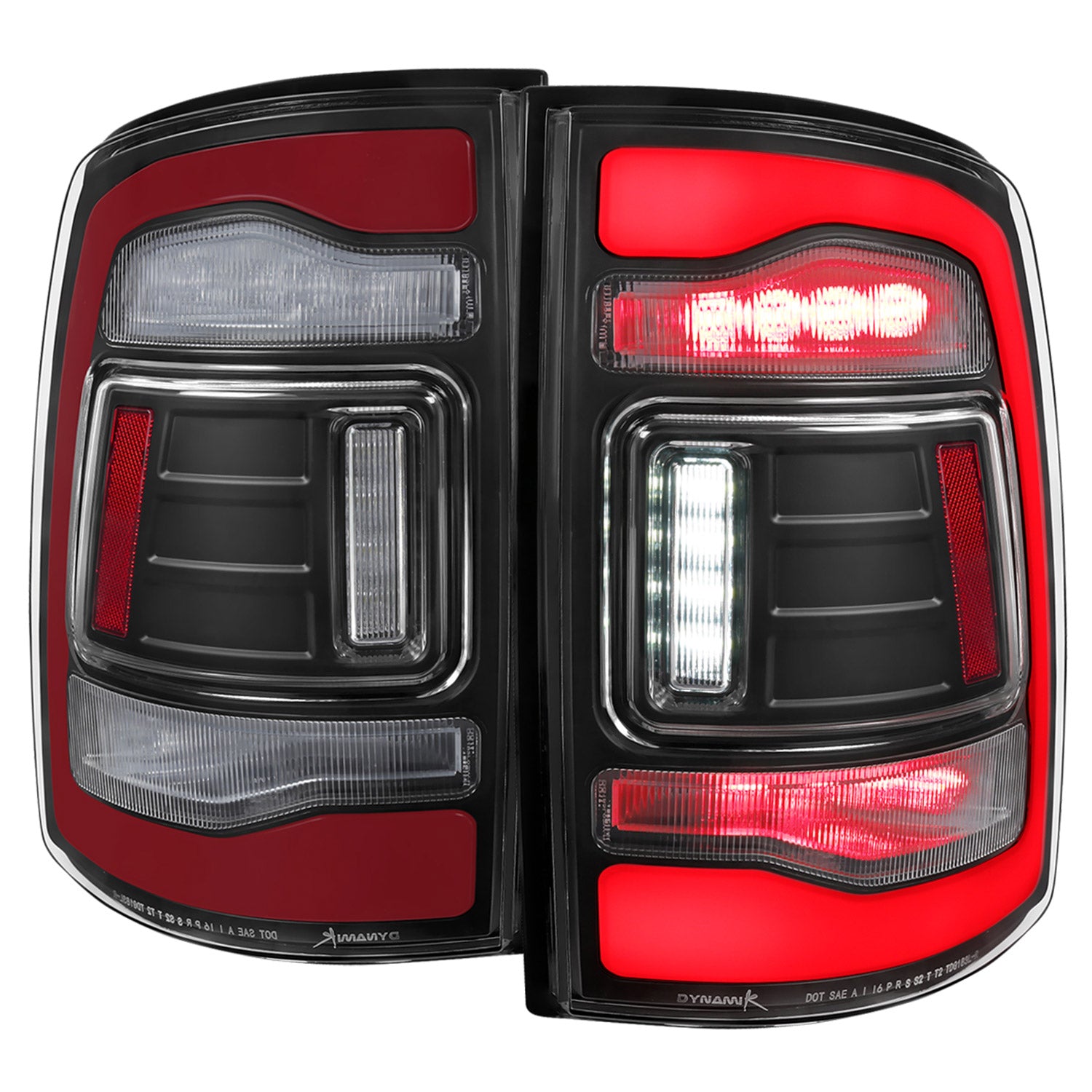 2013-2018 RAM 1500/2500/3500 Sequential Signal LED Tail Lights Black/Clear
