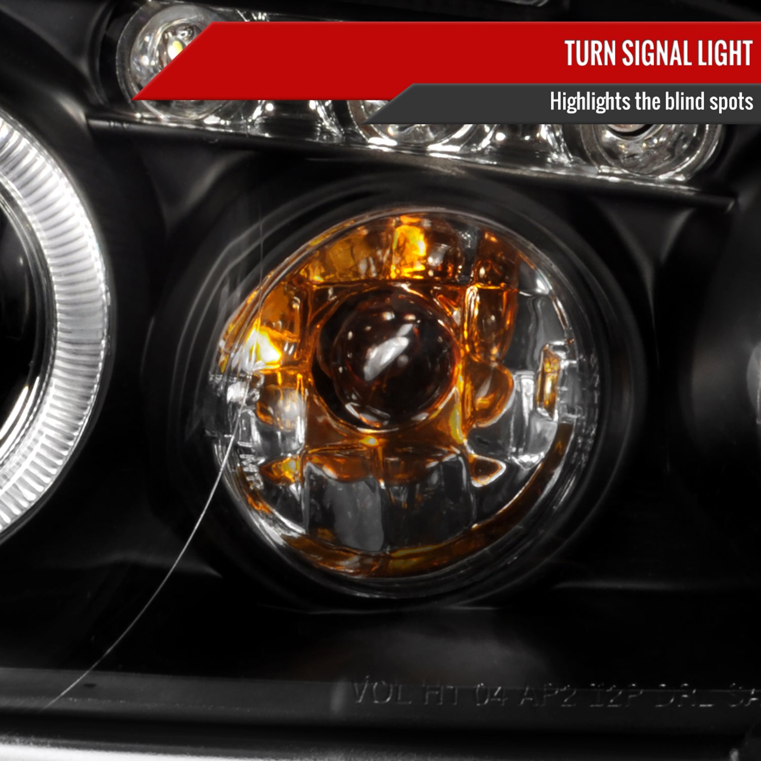 2004-2007 Chevy Malibu Dual Halo Projector Headlights Matte Black/Clear Lens