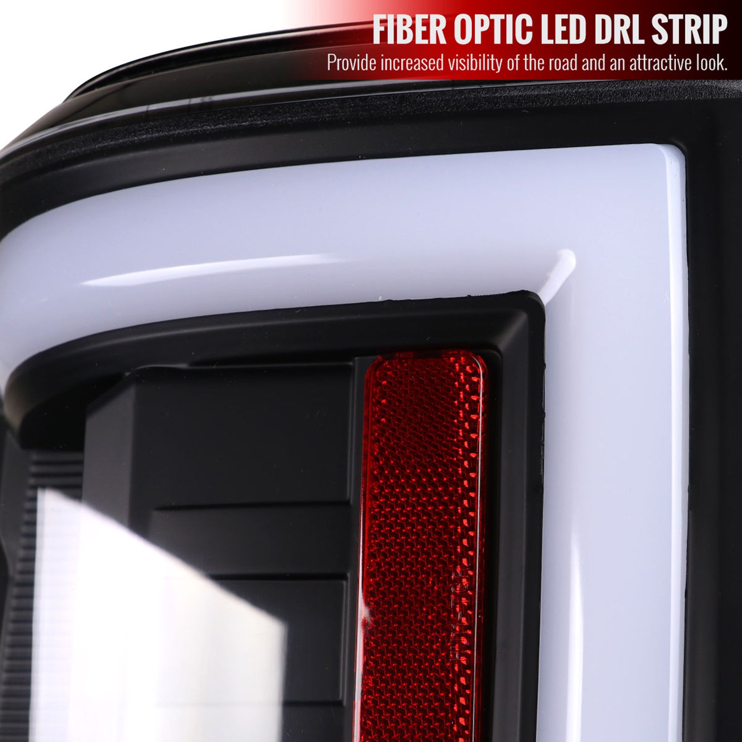 2017-2019 Ford F-250/350/450/550 White LED Bar Tail Lights Matt Black/Clear