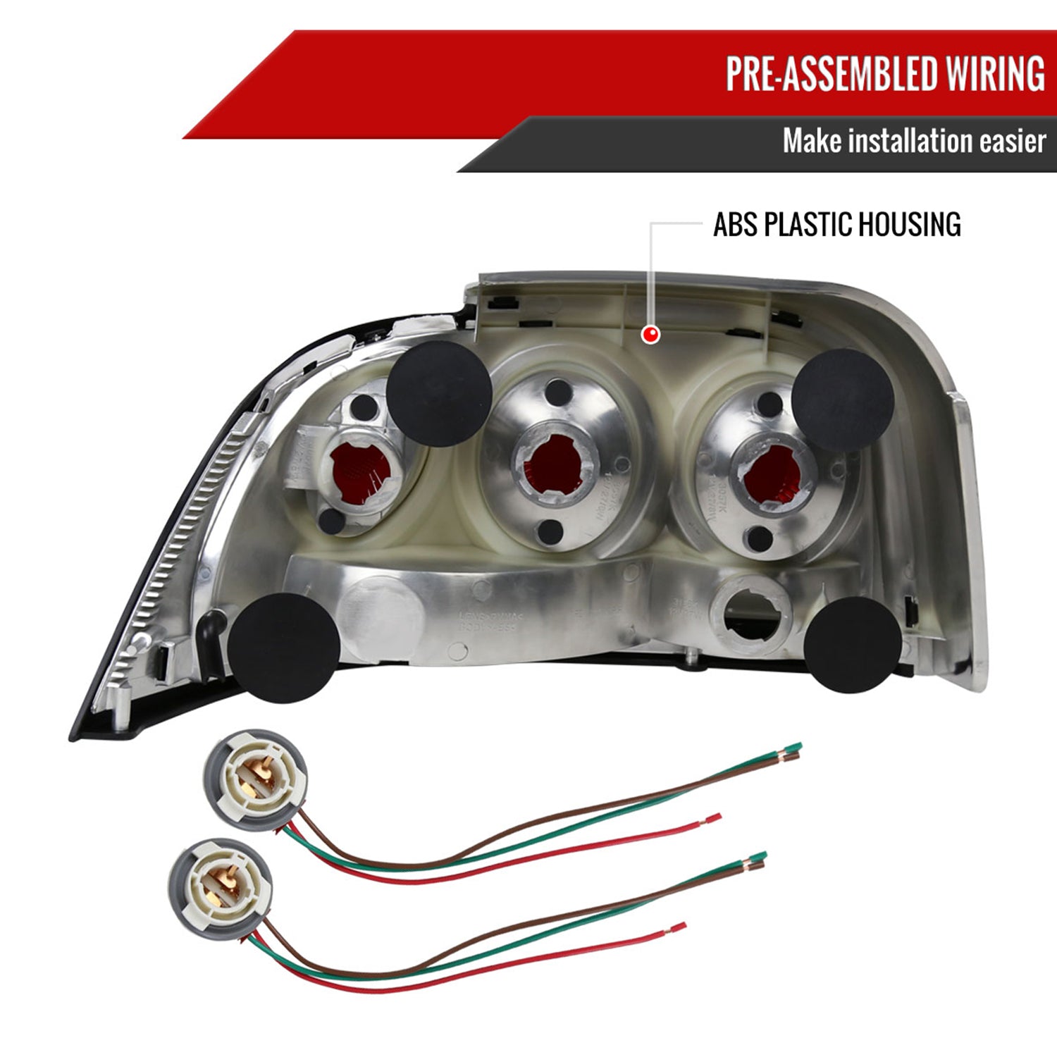1994-1998 Ford Mustang Tail Lights Chrome Housing/Clear Lens