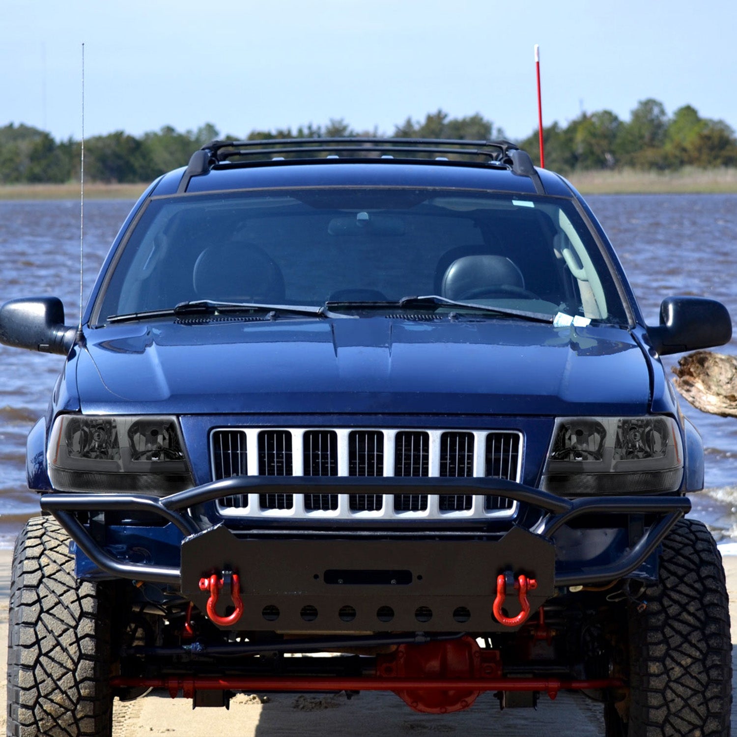 1999-2004 Jeep Grand Cherokee Factory Dual LED Bar Headlights Chrome/Smoke