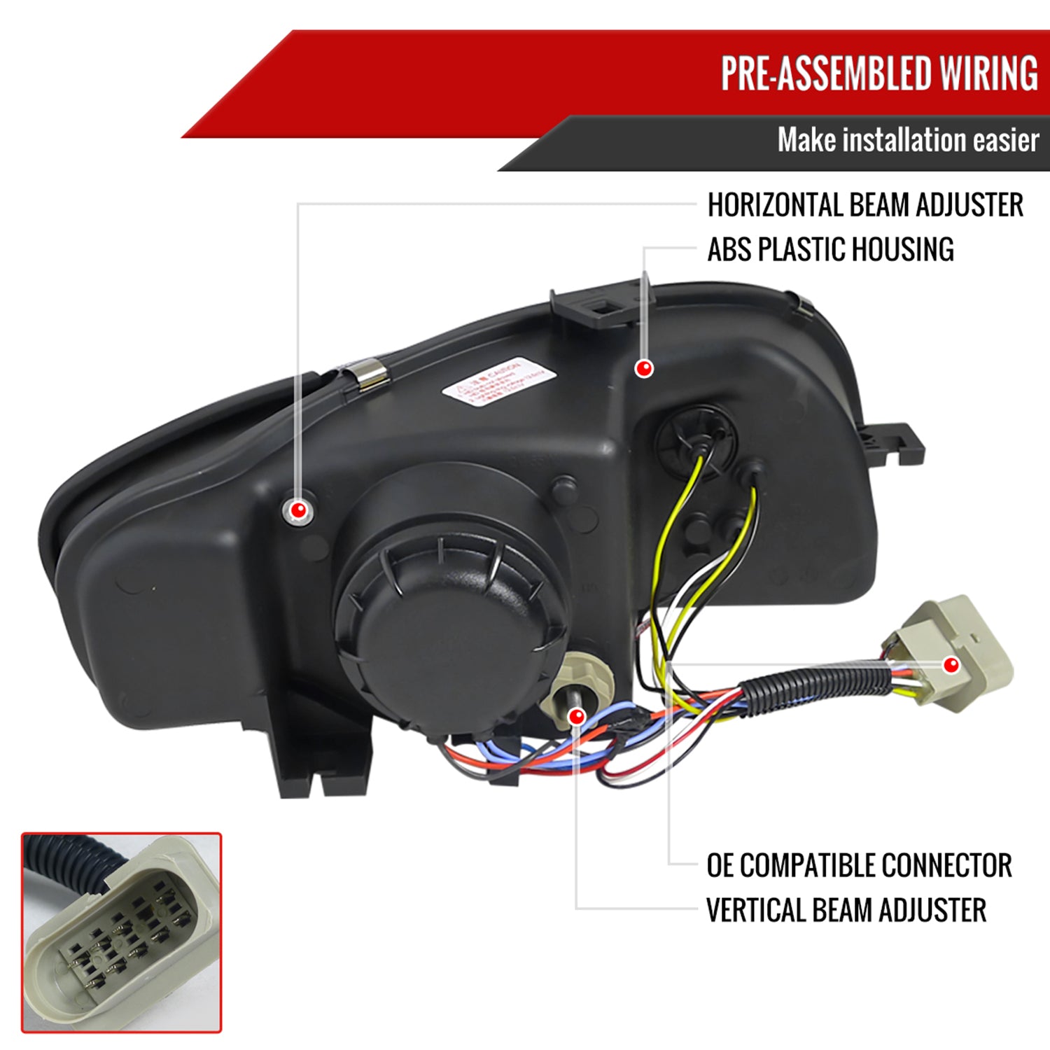 2006-2008 Audi A4 Projector Headlights w/R8 SMD LED Light Strip Chrome/Clear
