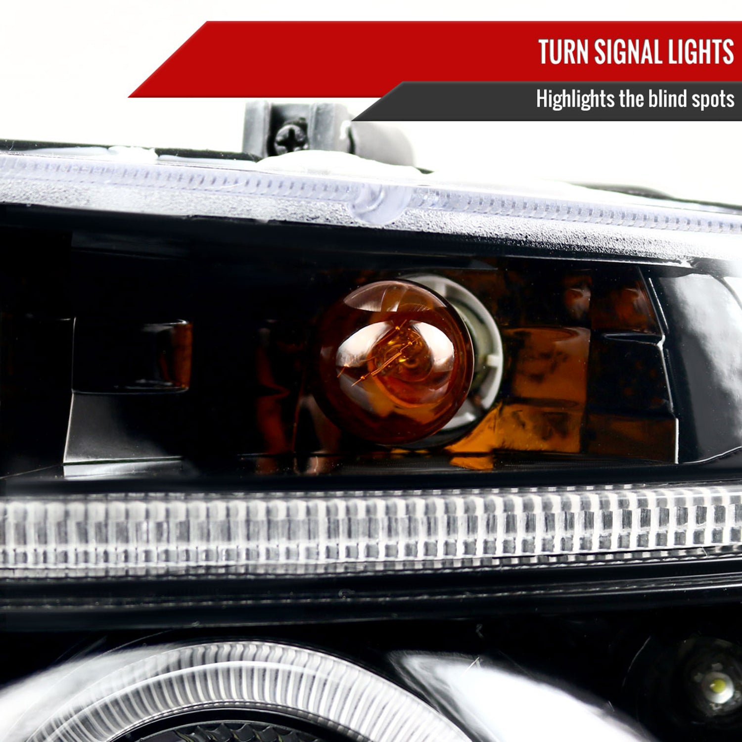 1997-2004 Dodge Dakota/ 98-2003 Durango Dual Halo Projector Headlights Jet Black
