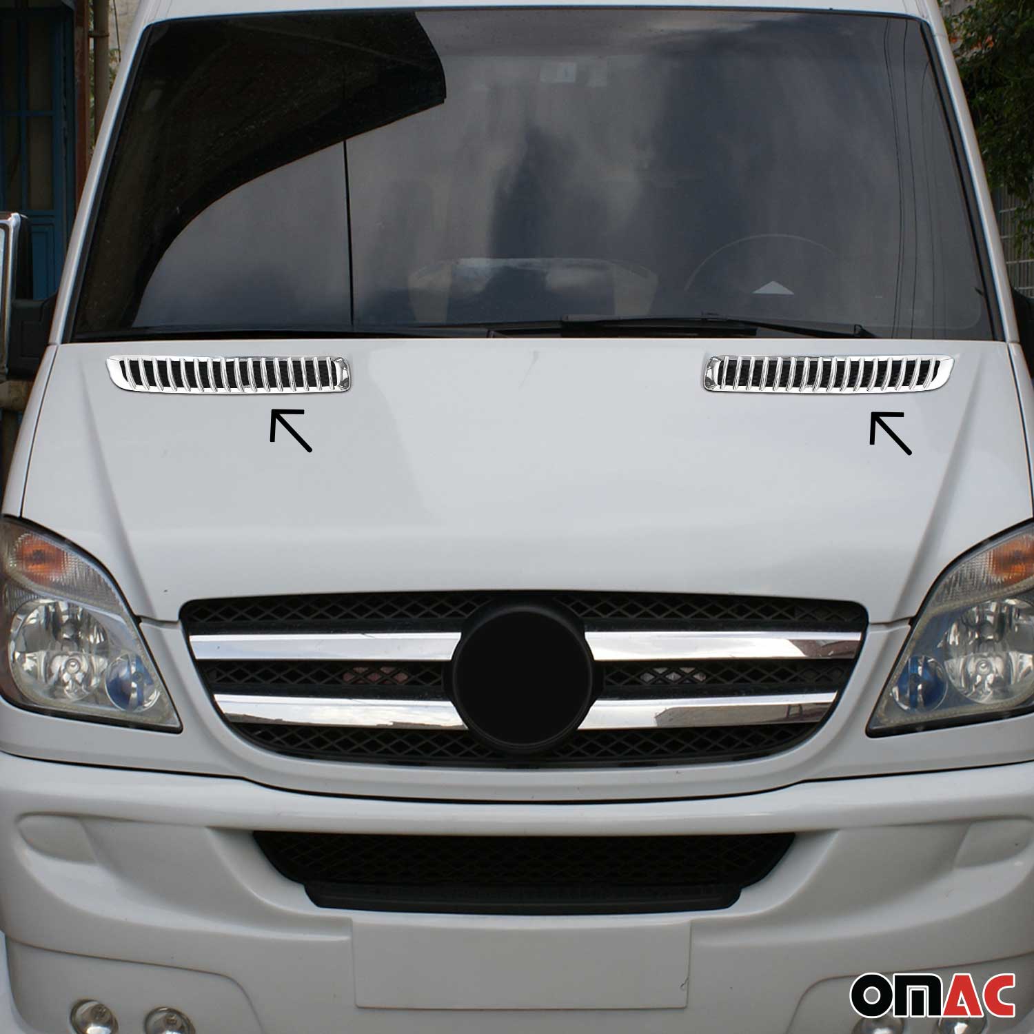 2006-2018 Mercedes Sprinter W906 Front Bumper Grill Trim Molding Silver 2Pcs