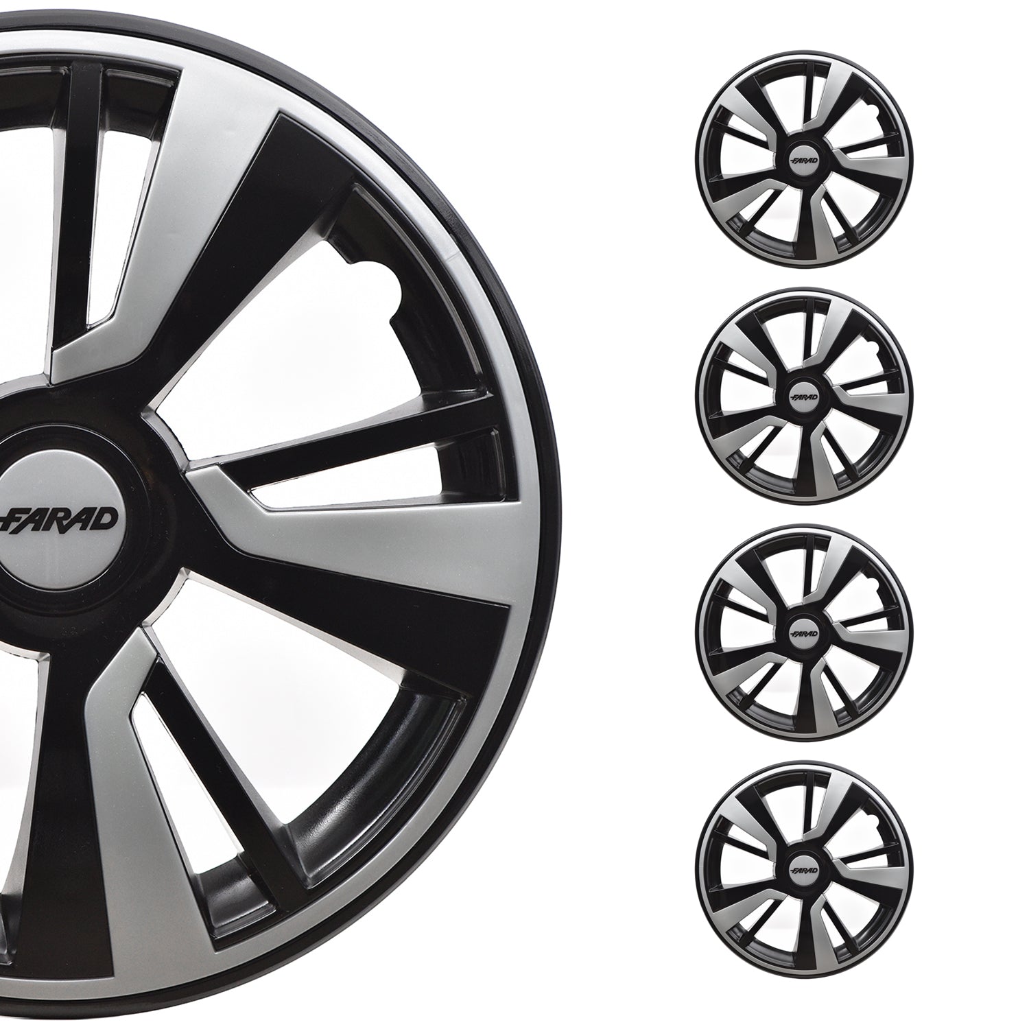 14" Hubcaps Wheel Rim Cover Black with Light Grey Insert 4pcs Set