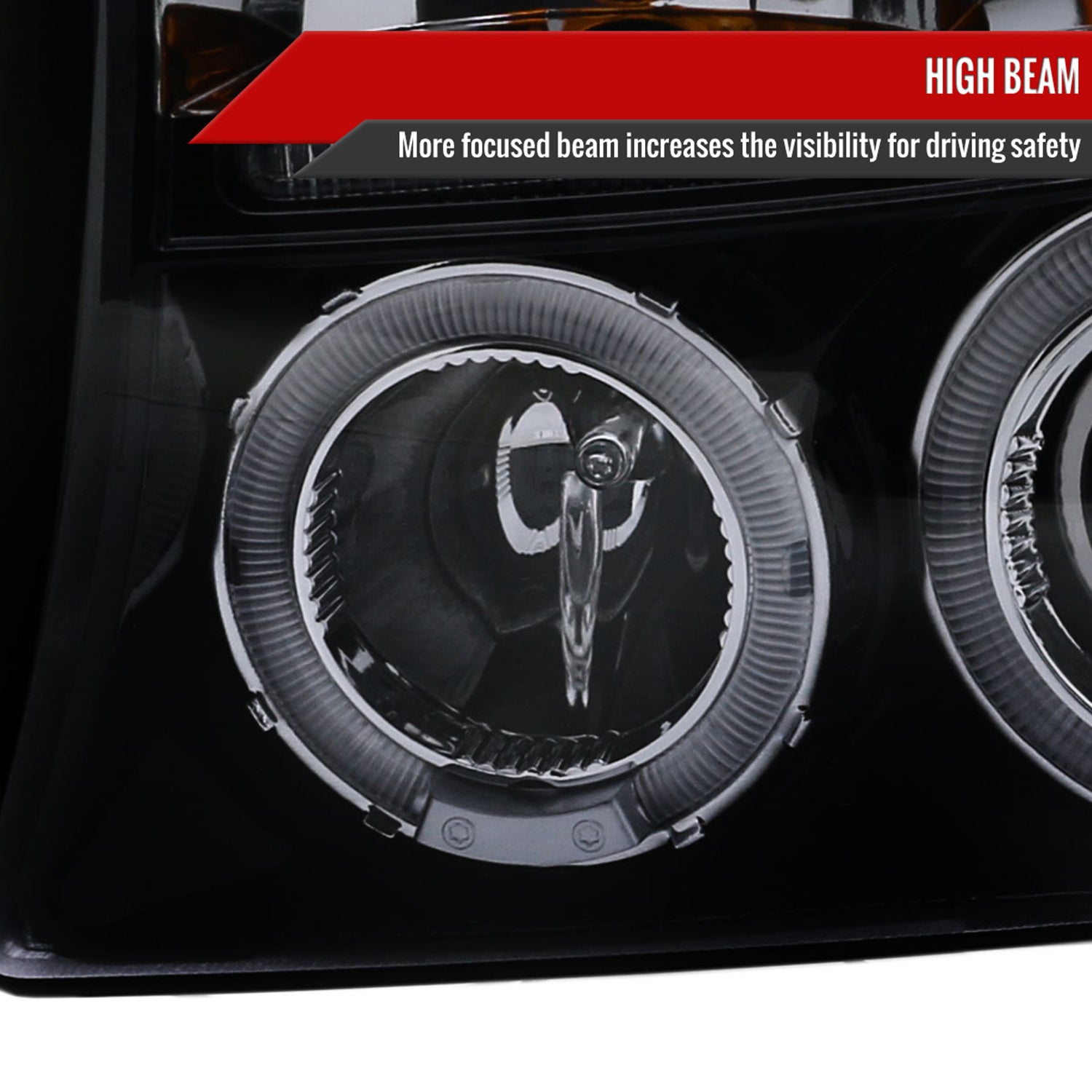 1997-2004 Dodge Dakota/ 1998-2003 Durango Dual Halo Projector Headlights Smoke