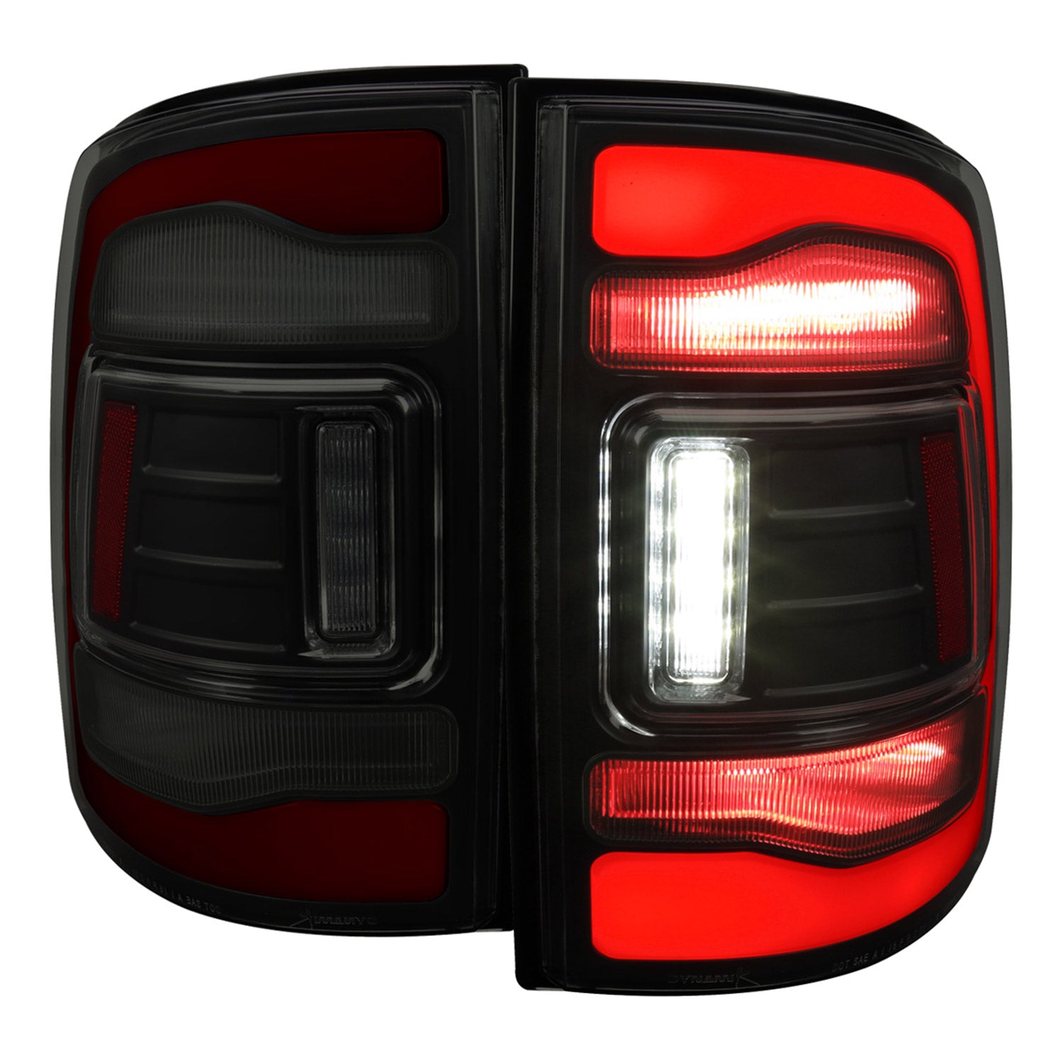 2009-2018 Dodge RAM 1500 2500 3500 Red LED Bar Tail Lights Matt Black/Smoke