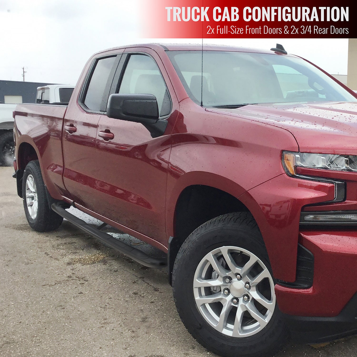 2019-2021 Chevy Silverado/GMC Sierra Double Cab 3" Steel Side Step Nerf Bars