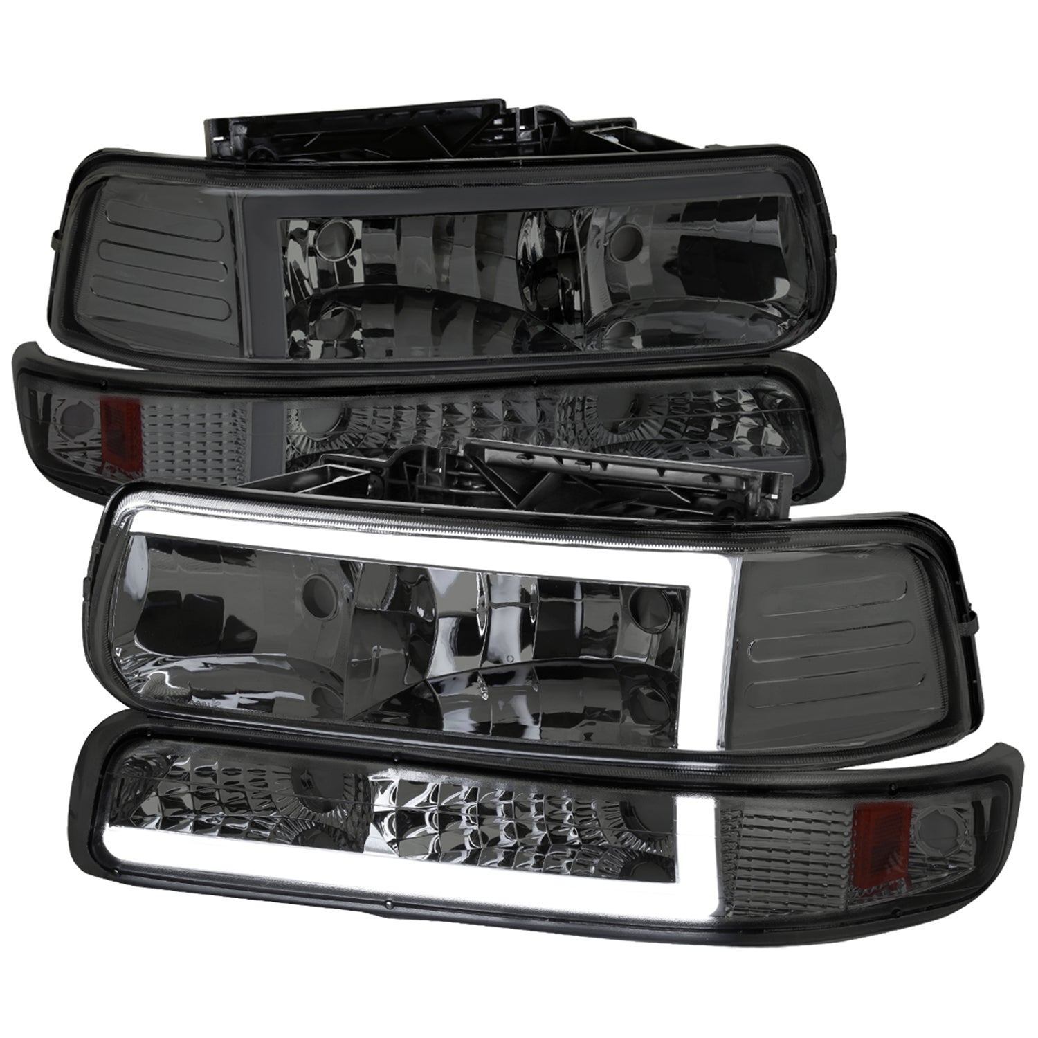 1999-2002 Chevy Silverado 1500 2500/Tahoe Suburban LED Headlights Chrome&Smoke