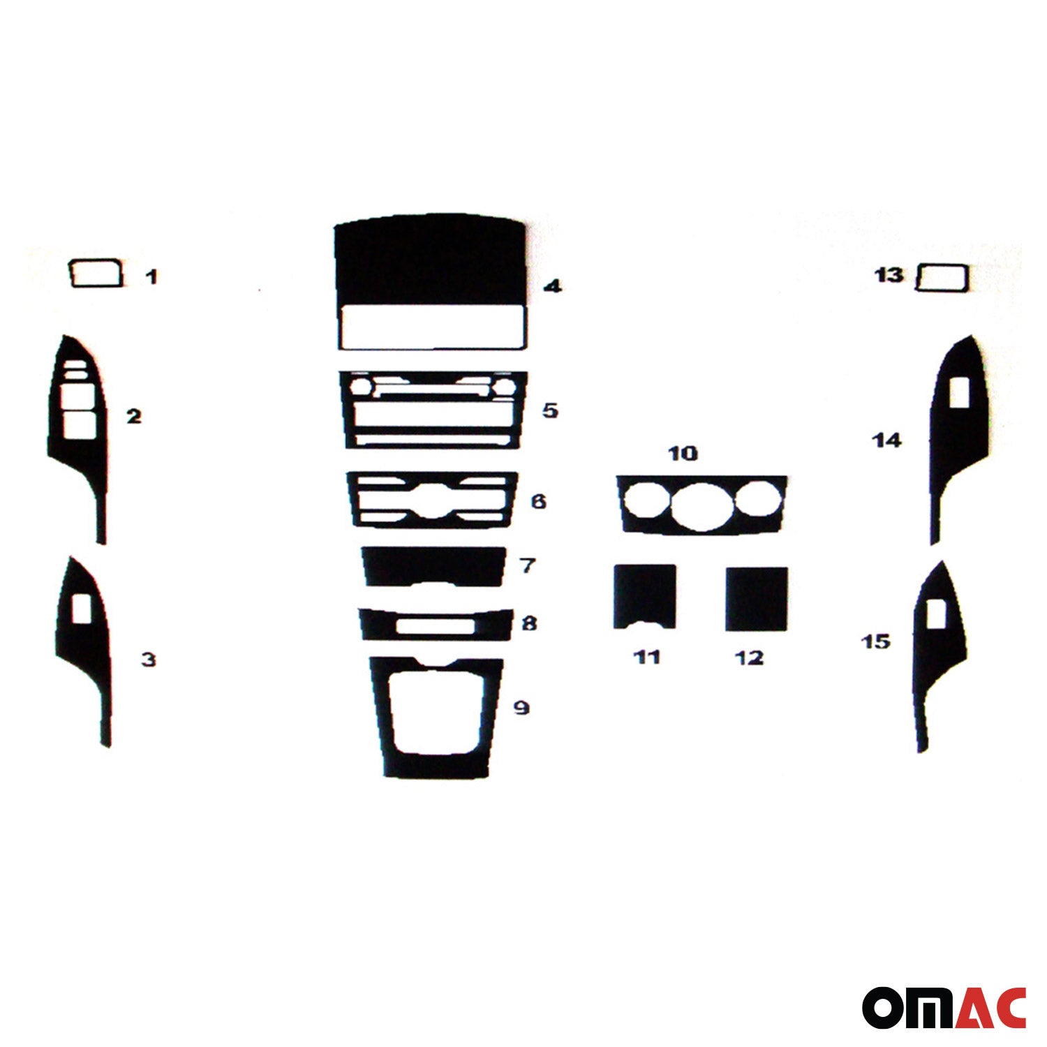 2009-2013 Toyota Corolla Sedan Carbon Look Dashboard Console Trim Kit 15 Pcs