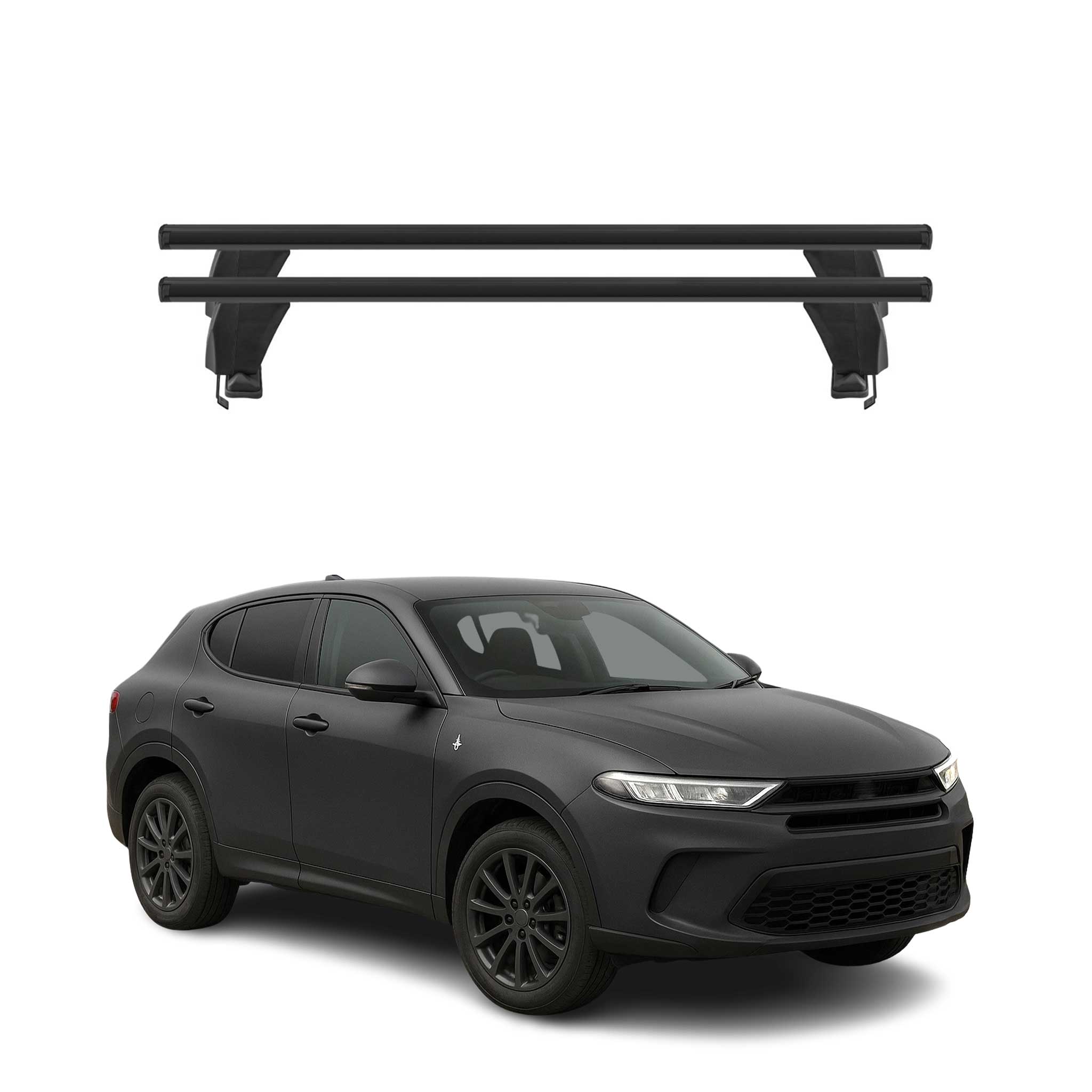 Top Roof Racks Cross Bars fits Dodge Hornet 2023-2025 2Pcs Black Aluminium